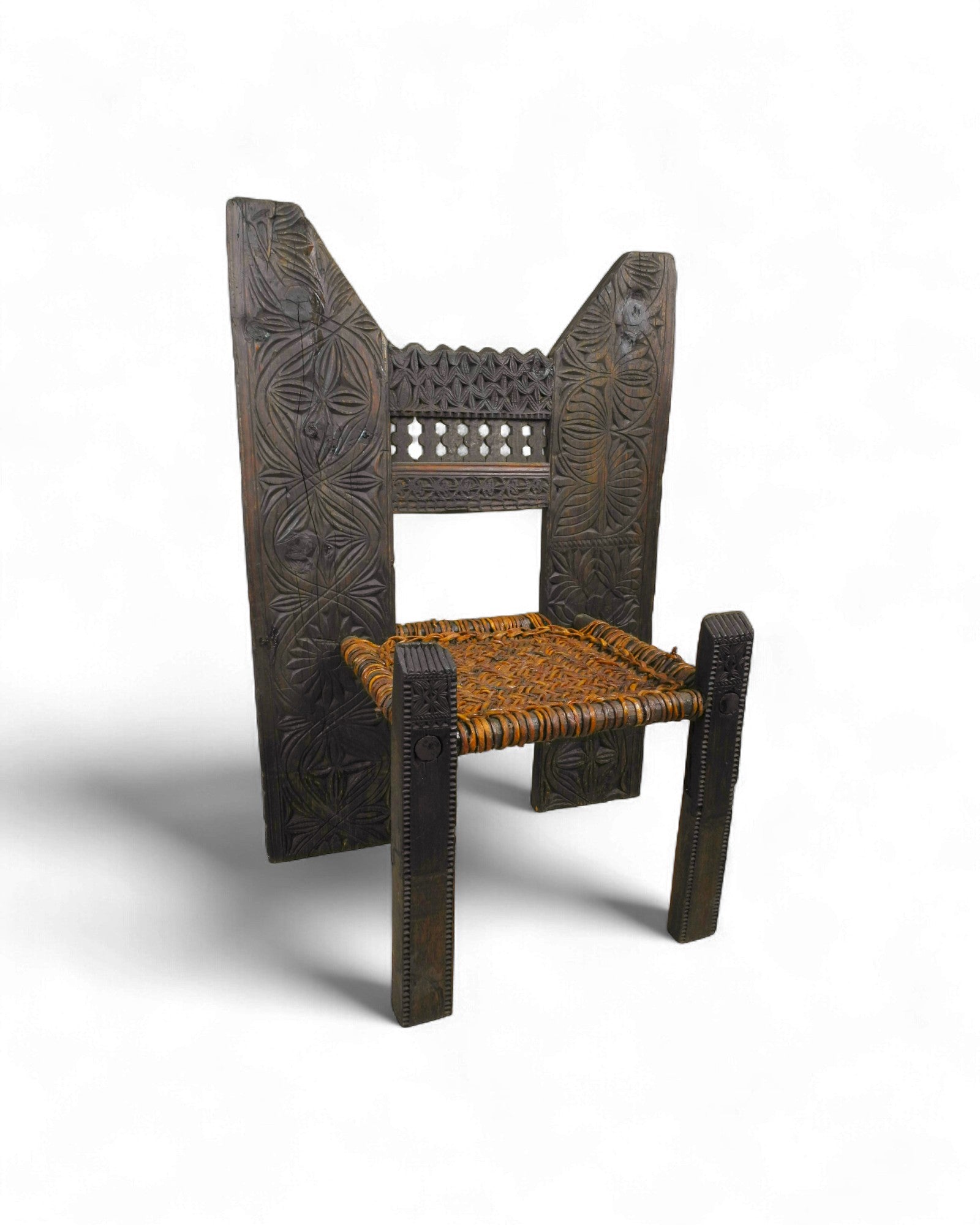 Architectural Black Swat Post Chair with Woven Leather Seat - Surround Living - 3