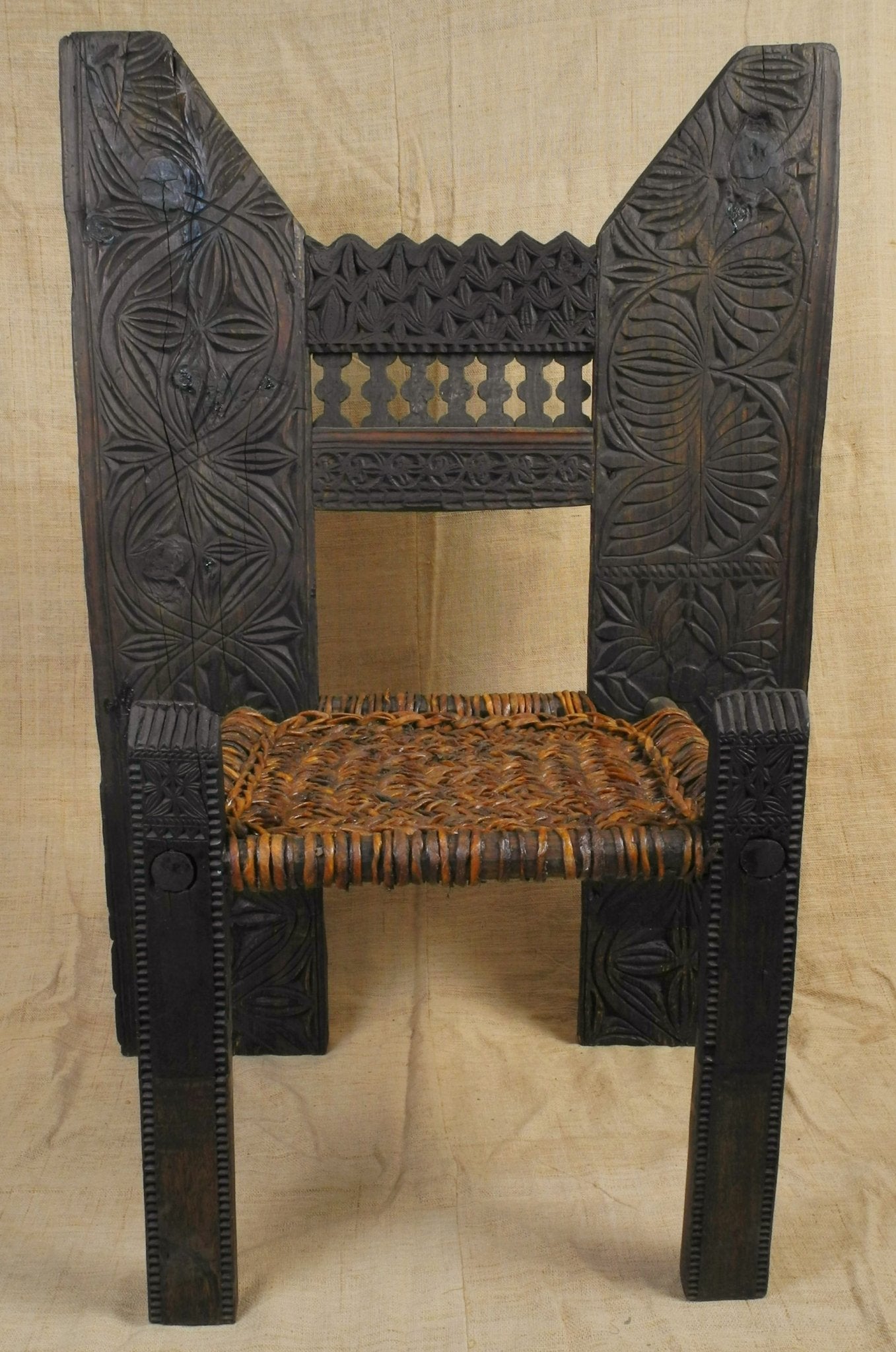 Architectural Black Swat Post Chair with Woven Leather Seat - Surround Living - 3