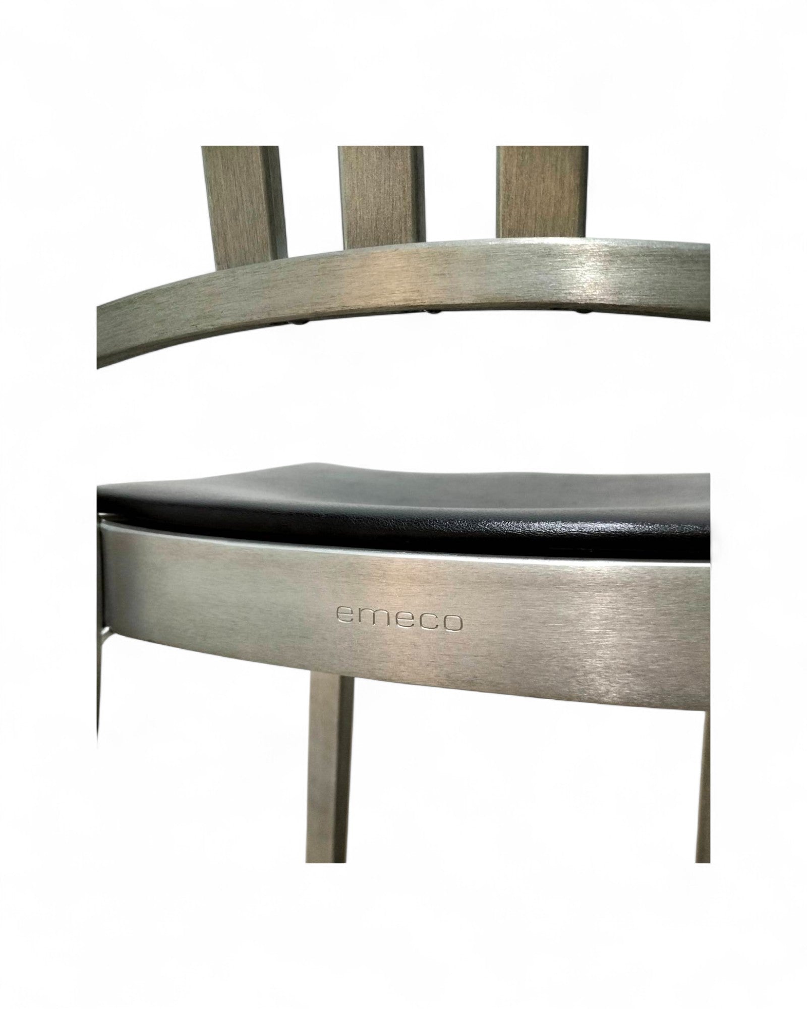 Emeco Navy Bar Stools 1006 with Black Pads in Brushed Aluminum - Original