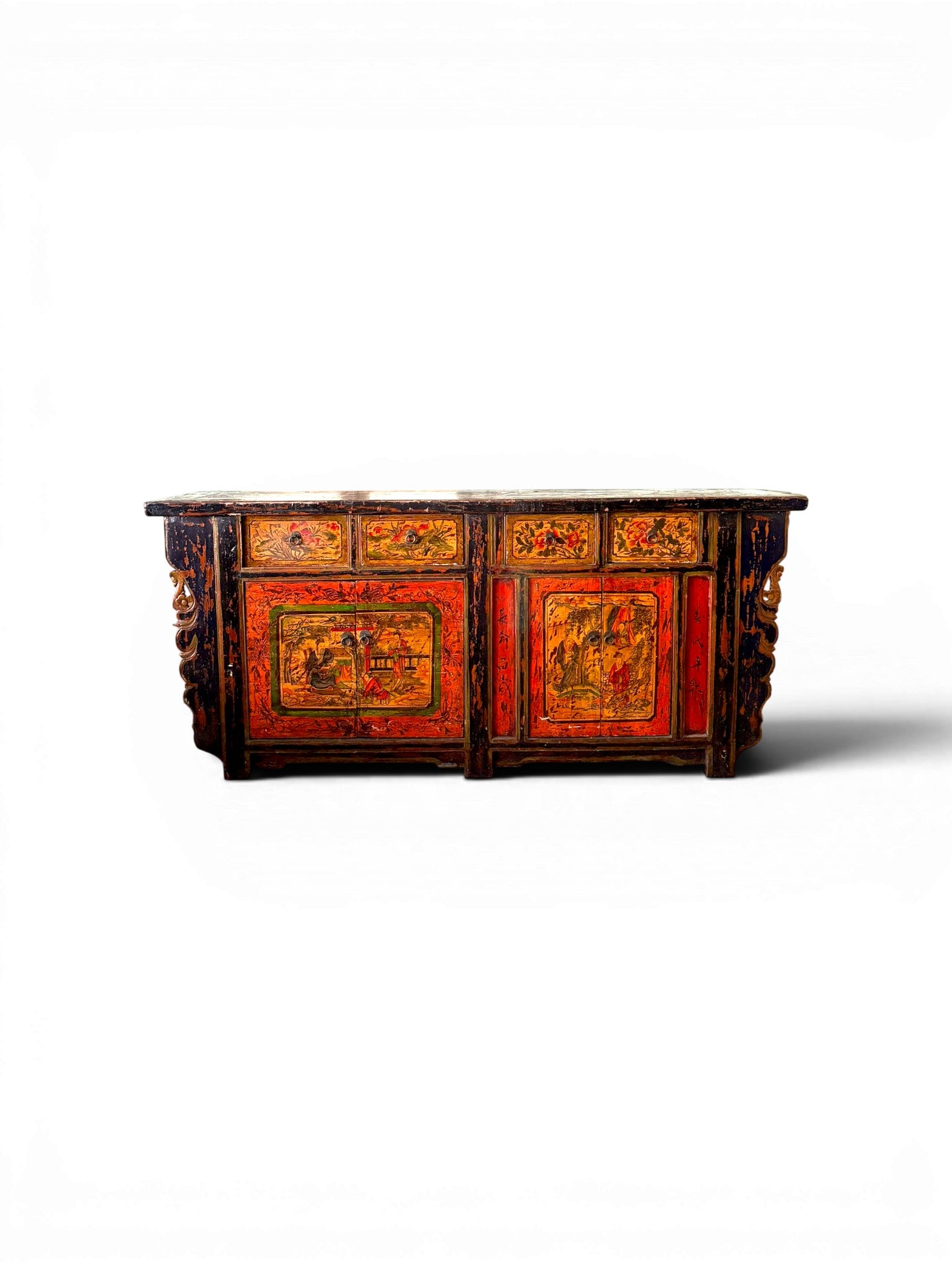 Polychromed Tibetan Cabinet Console