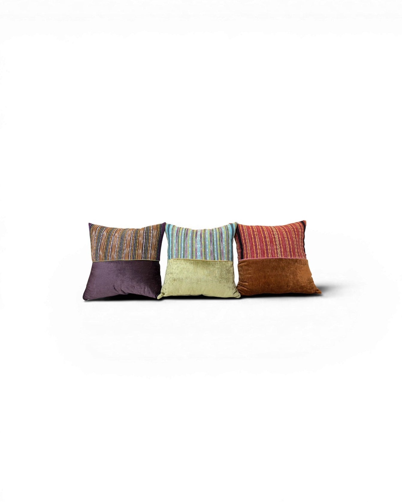 XL Terracotta Stripe Velvet Panel Cushion - Surround Living - 1