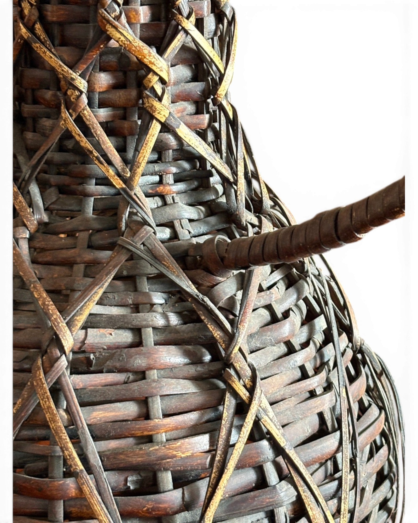 Vintage Handwoven Rattan Demijohn Vessel