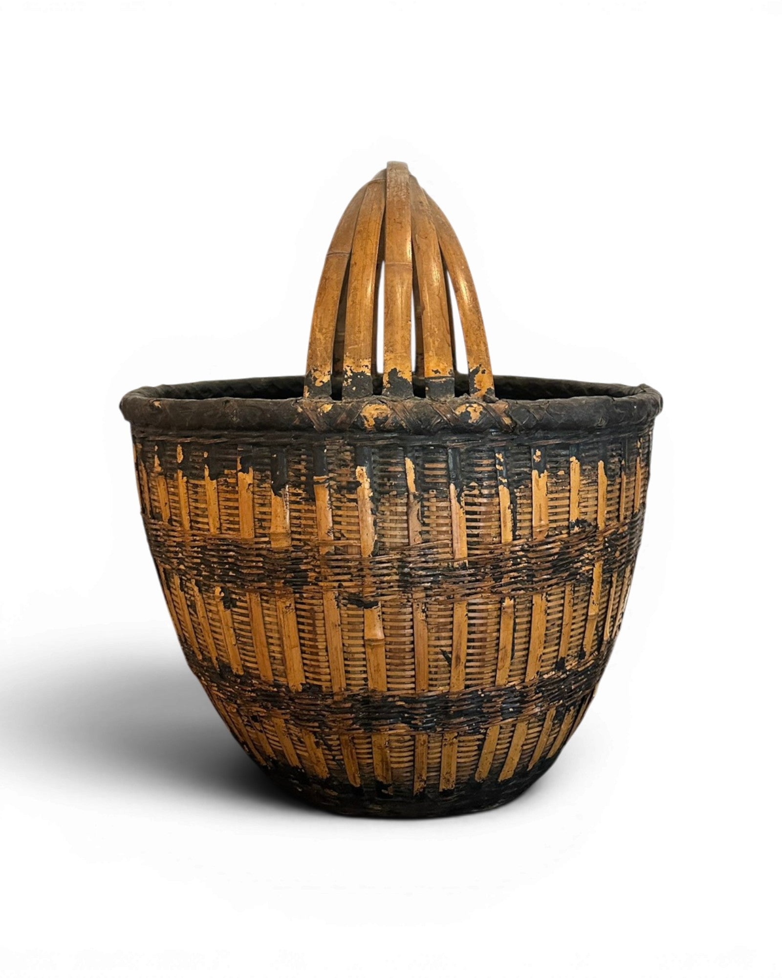 Antique Carved Bamboo Basket - Wood