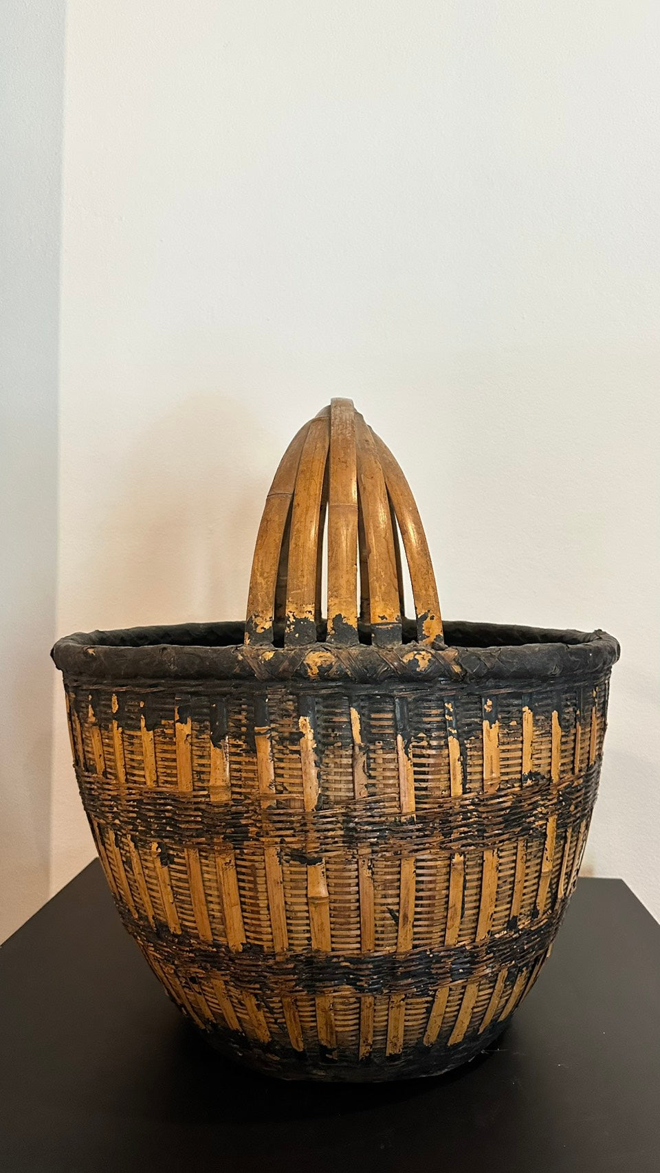 Antique Carved Bamboo Basket - Wood