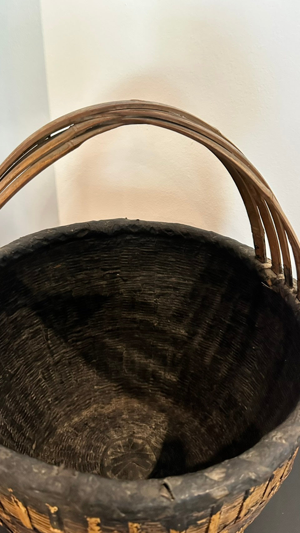 Antique Carved Bamboo Basket - Wood