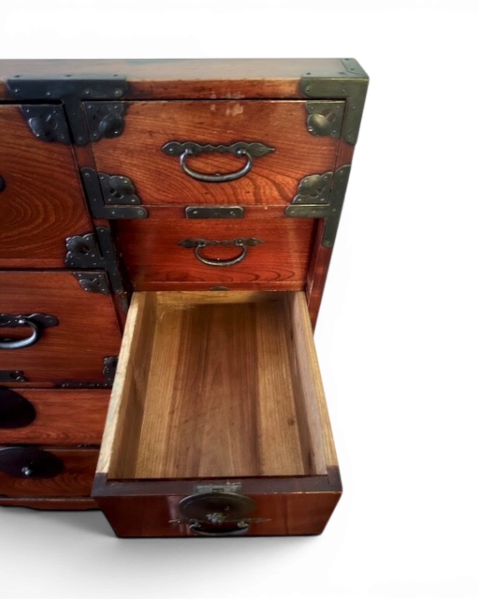 Nihonmatsu Keyaki Bridal Tansu Chest with Brass Fittings