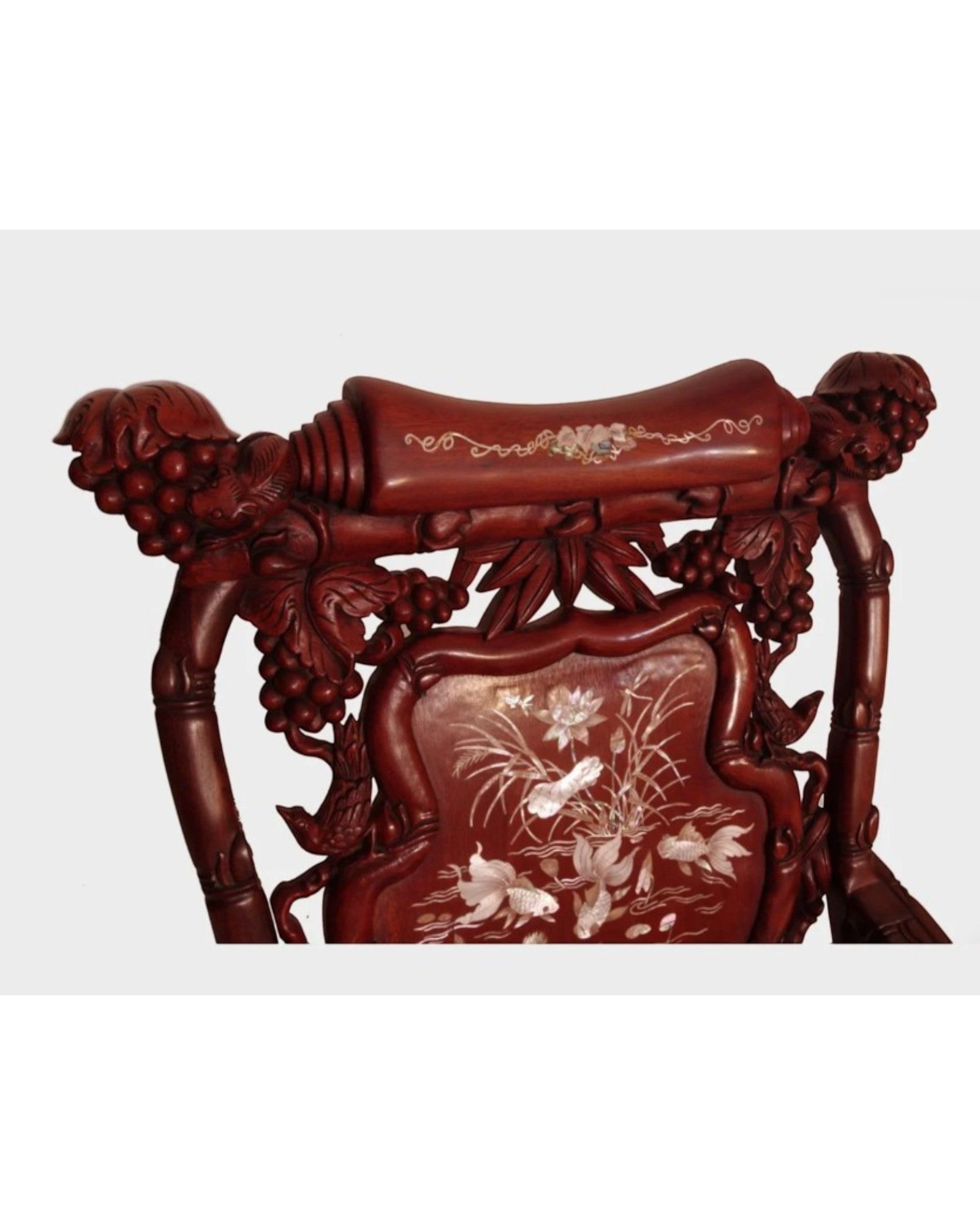 Chinese Mother-of-Pearl Inlaid Rosewood Rocking Recliner (Imperial-Style “Taishi” Chair)