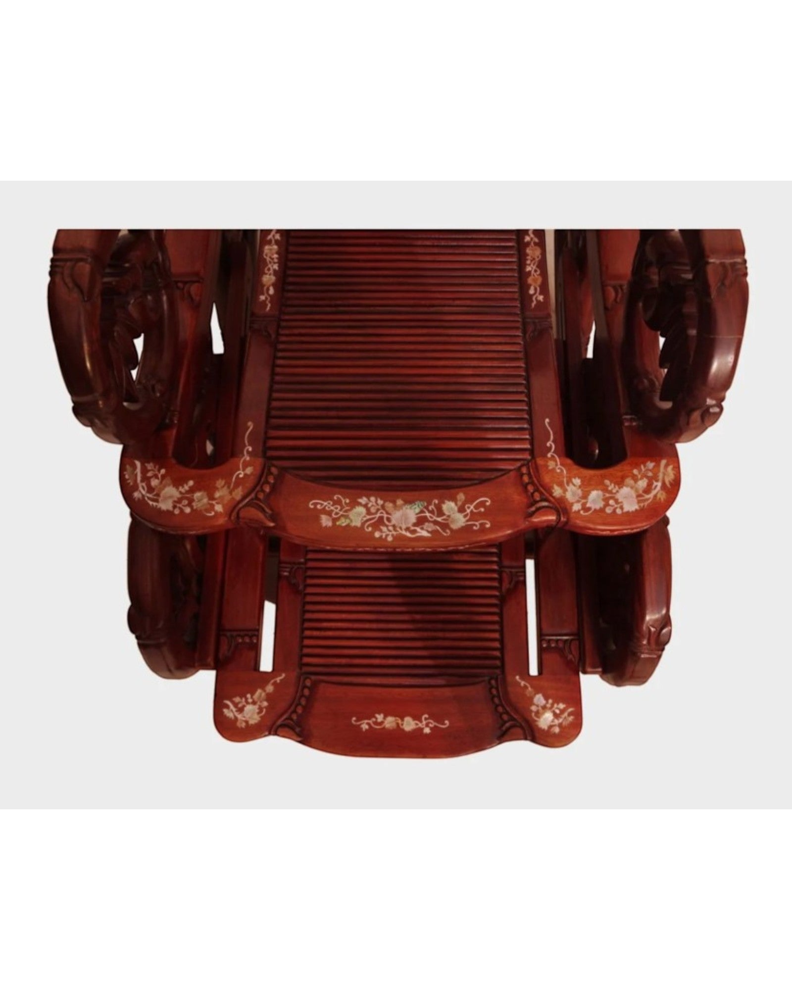 Chinese Mother-of-Pearl Inlaid Rosewood Rocking Recliner (Imperial-Style “Taishi” Chair)