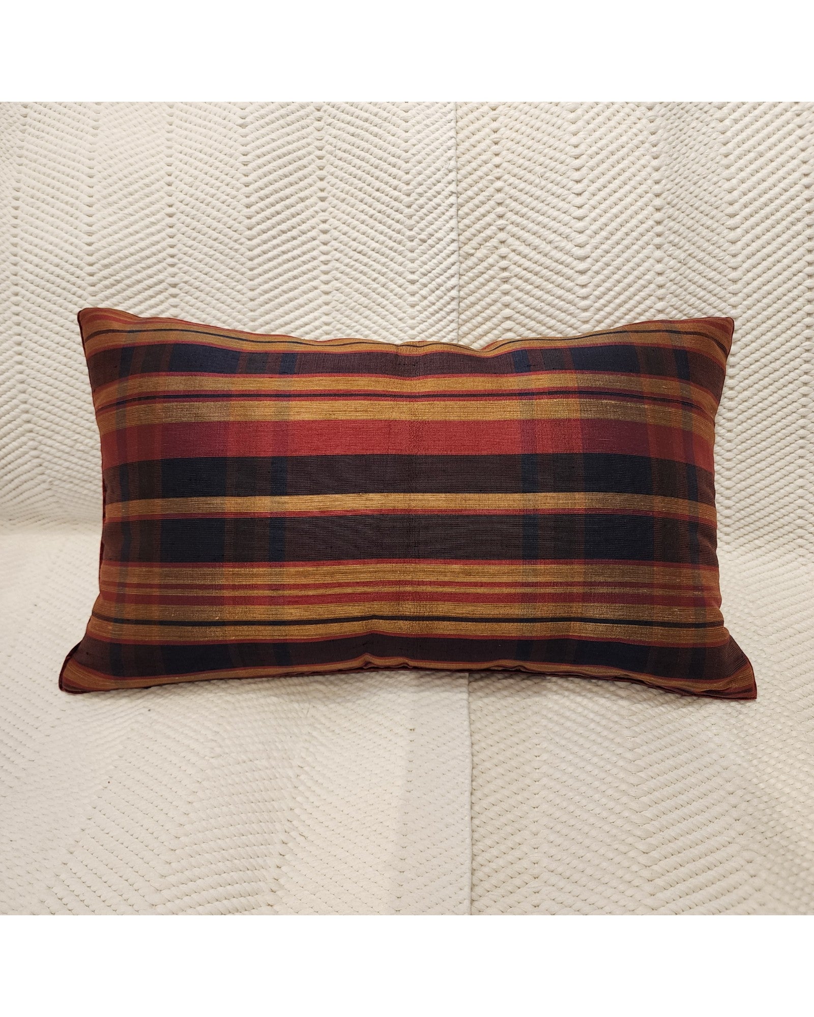 Patterned Silk Lumbar Cushion - Black Sunset