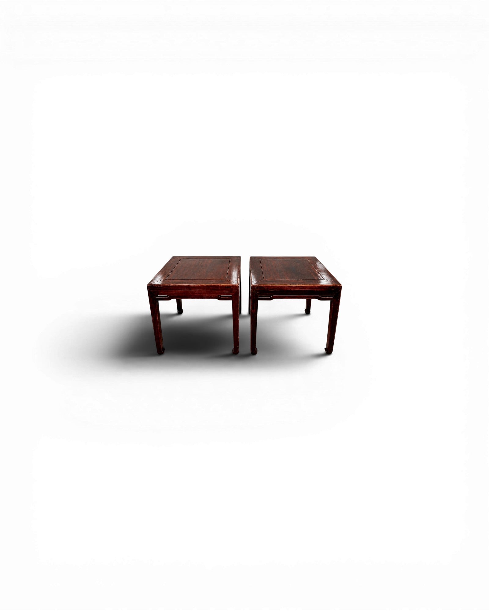Pair of Qing Dynasty Low Elm Wood Side Tables / Stools