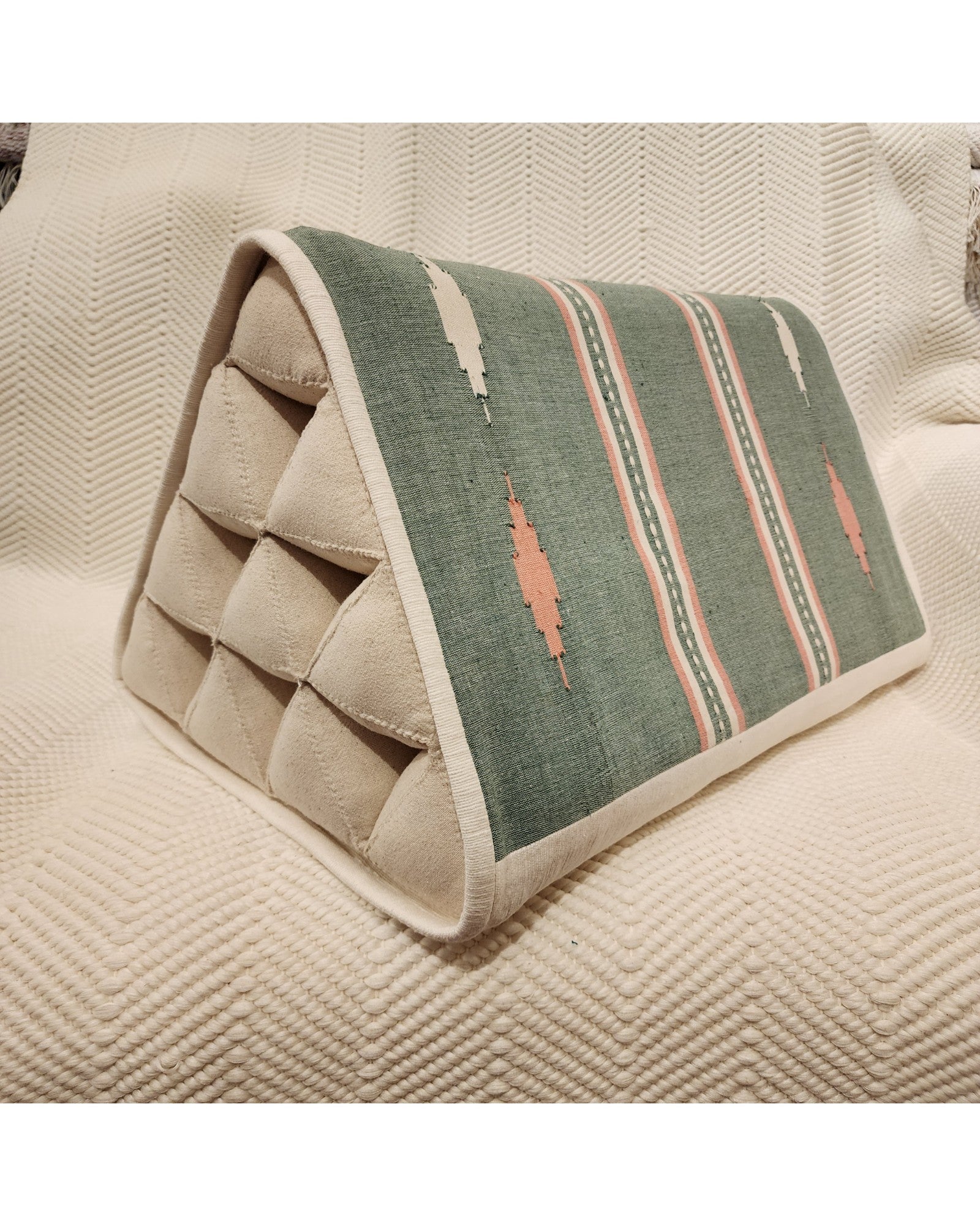 Triangular Cushion with Cotton Cover - Light Green