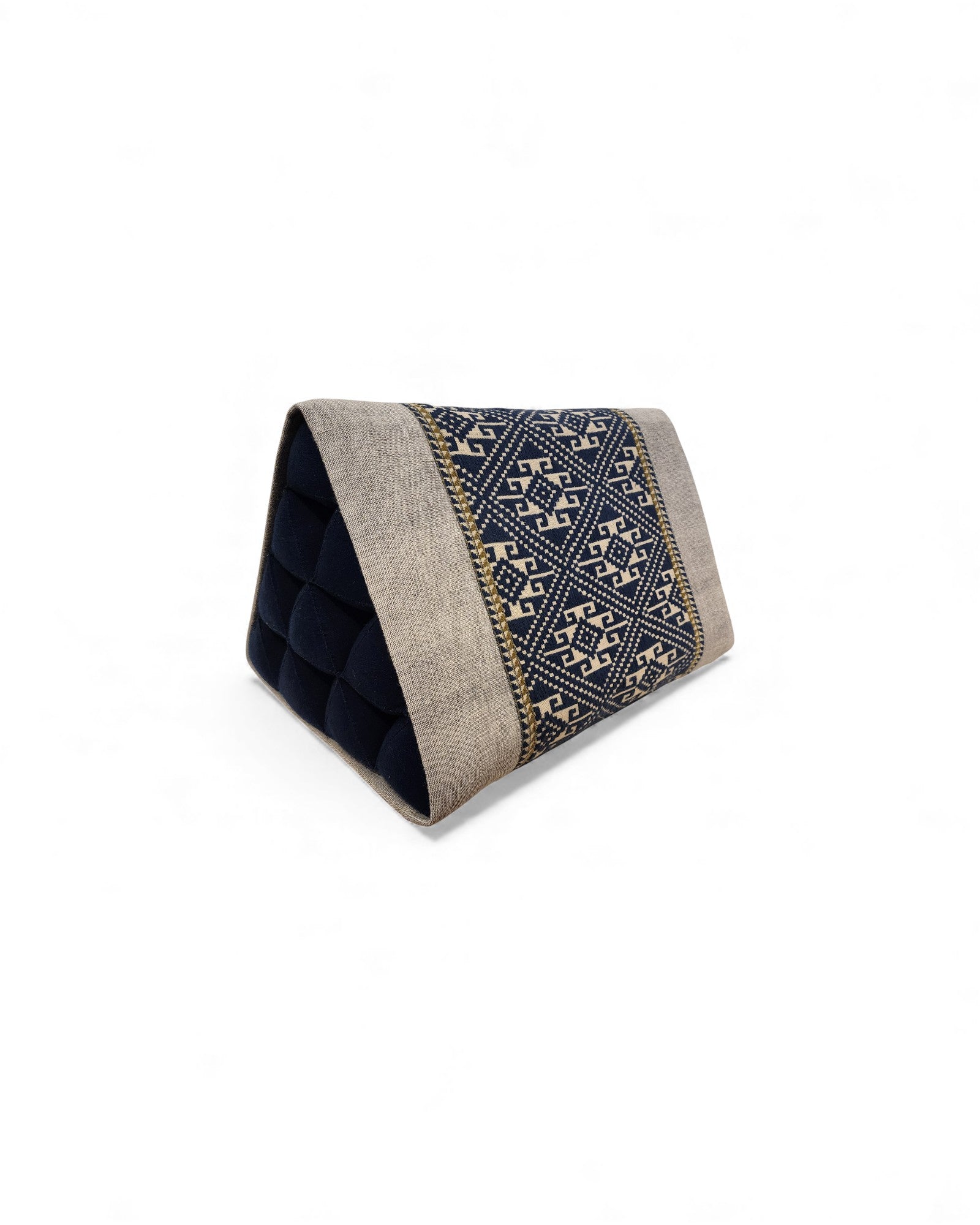 Triangular Cushion with Cotton Cover - Grey & Blue