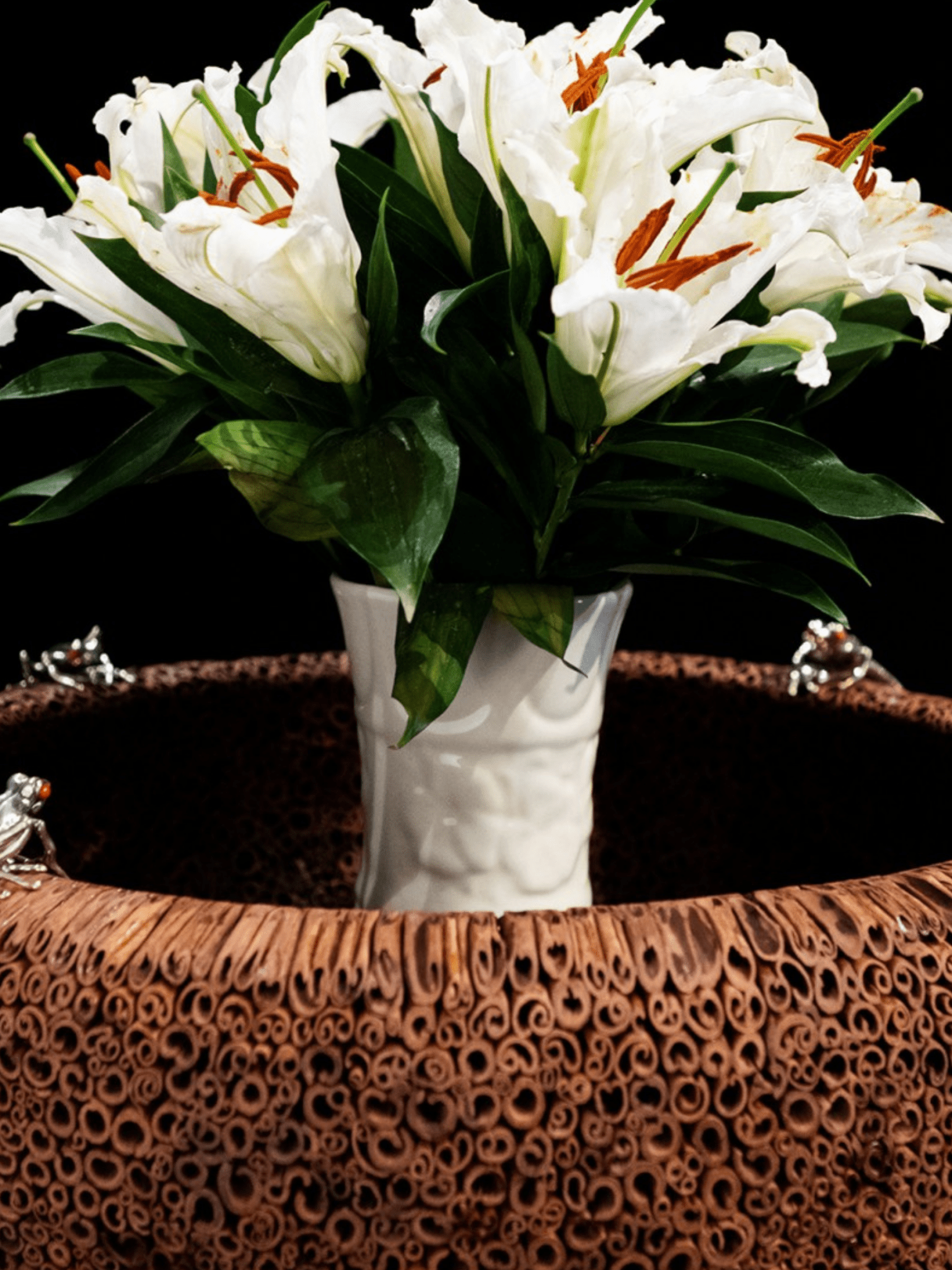 Cinnamon Bowl with Silver Frogs - Surround Living - 2