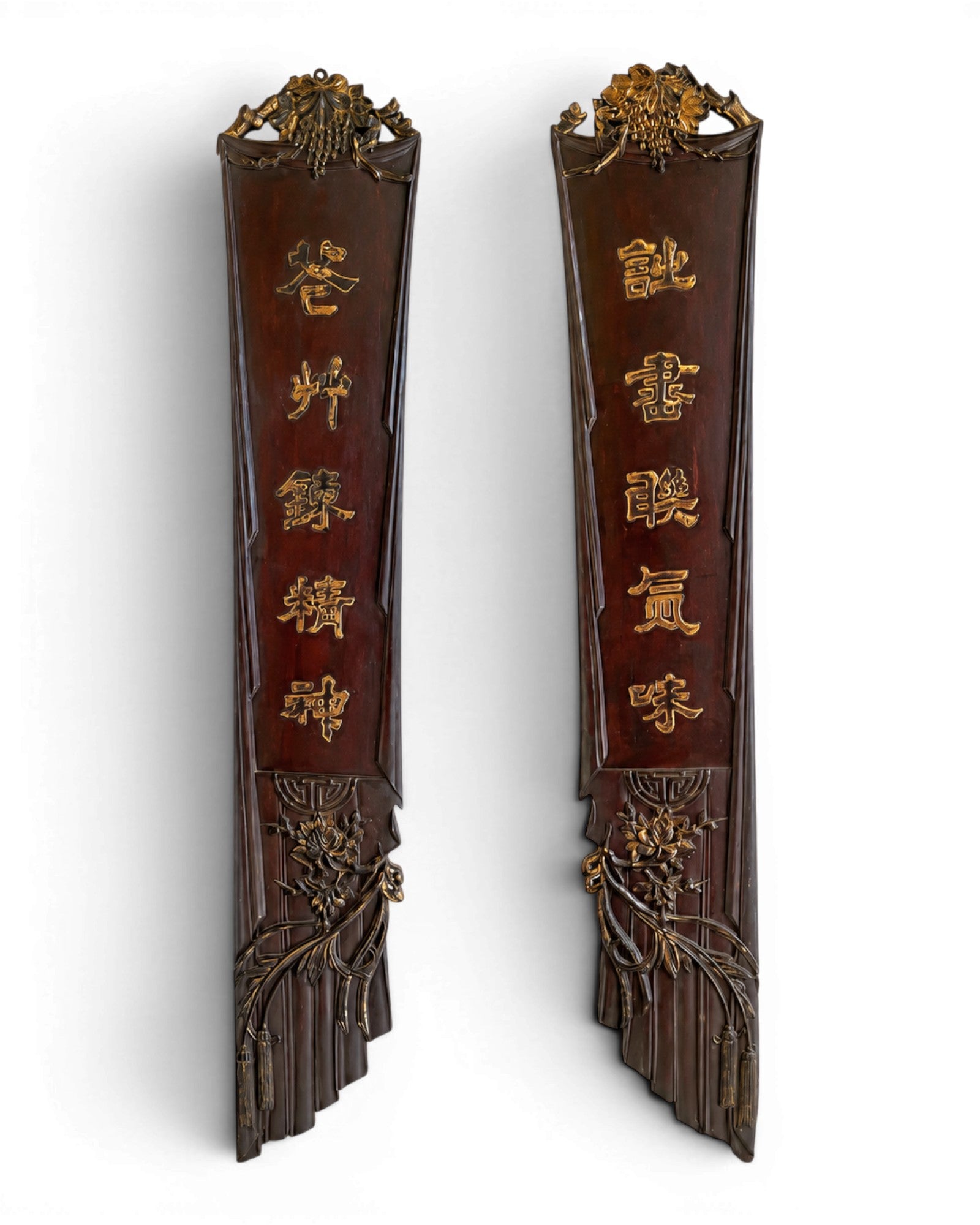 Pair of Lacquered and Gilded Wooden Panels