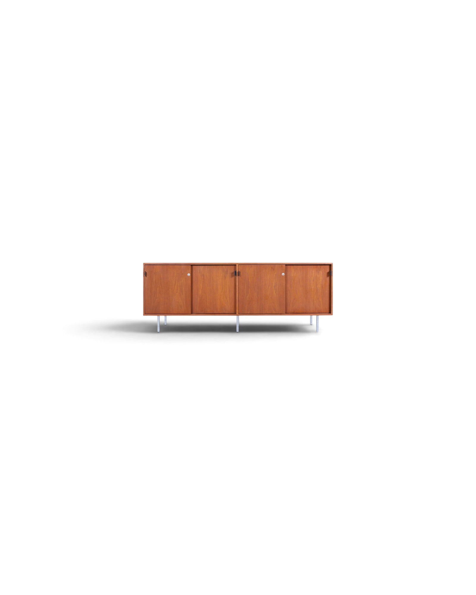 Mid-Century Modern Walnut and Chrome Credenza by Florence Knoll