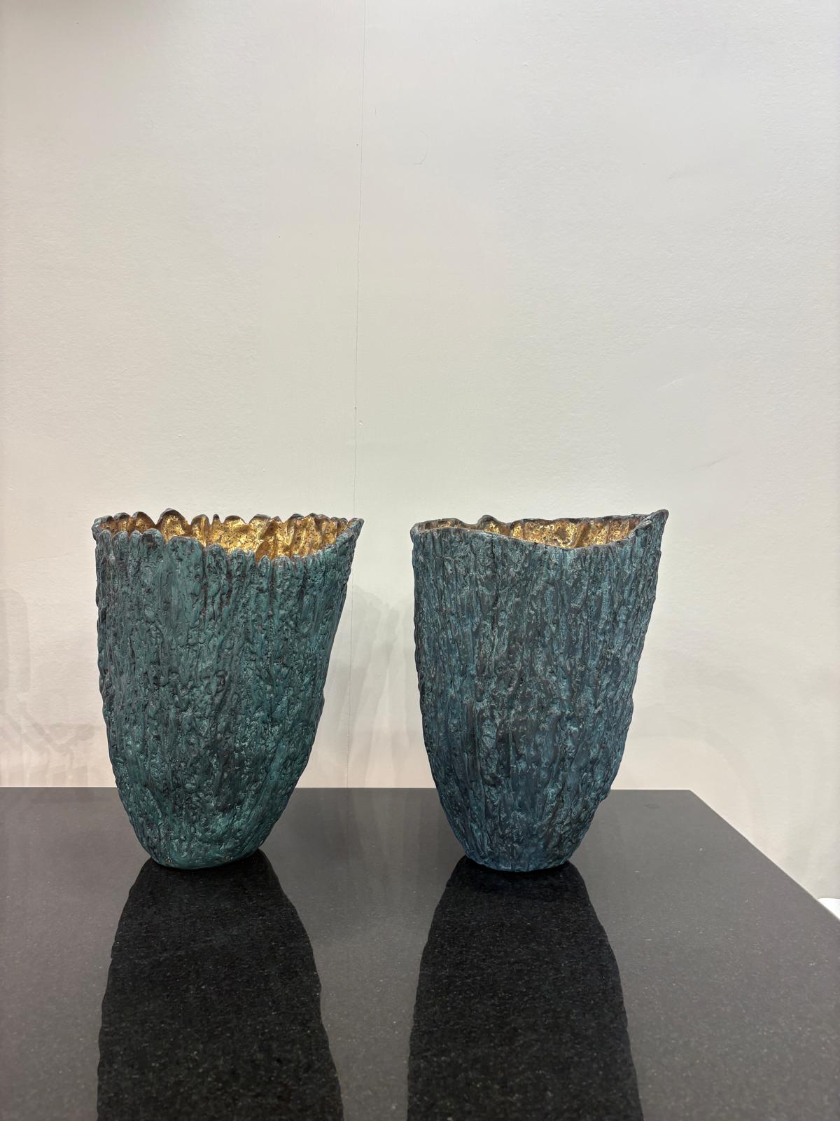 Brass Bark Vase (L)