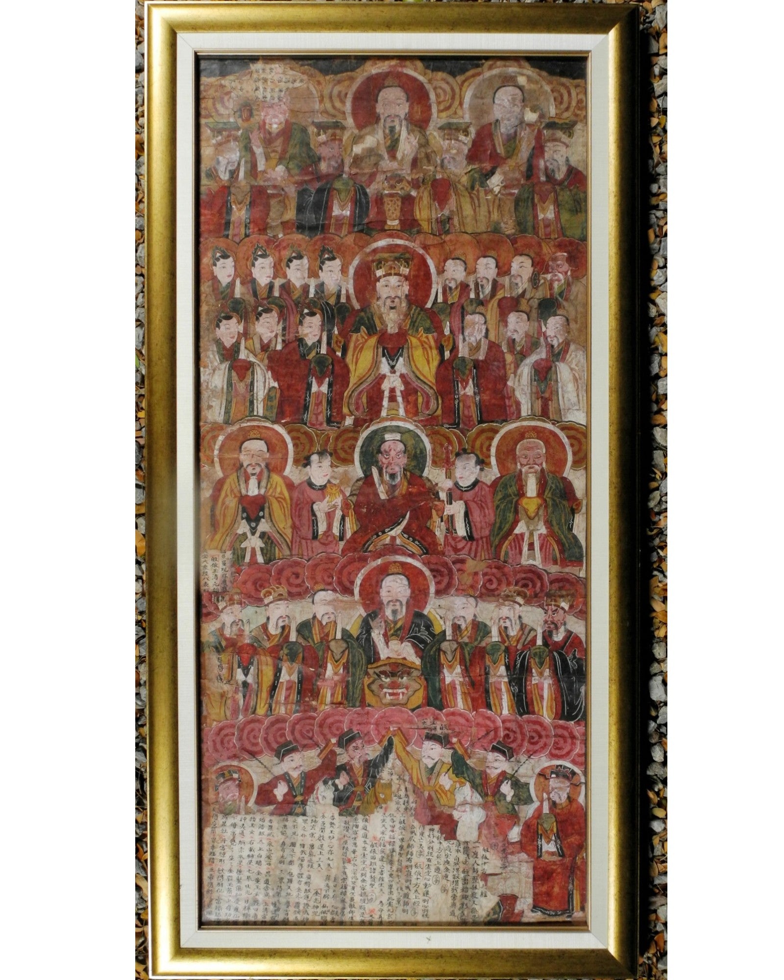 Framed Zhuang Vertical Scroll Painting of the Ancestors (89 x 177cm) - Surround Living - 2