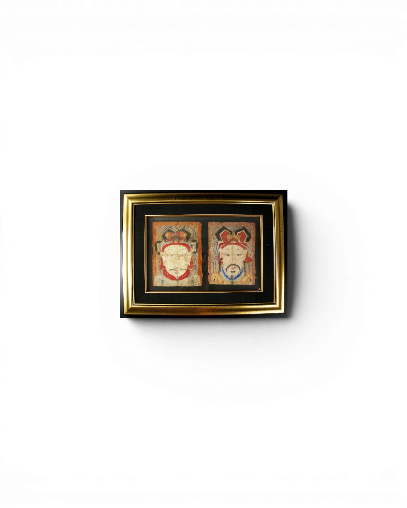 Framed Pair of Lantien Yao Ritual Paper Masks (44.5 x 60cm) - Surround Living - 1