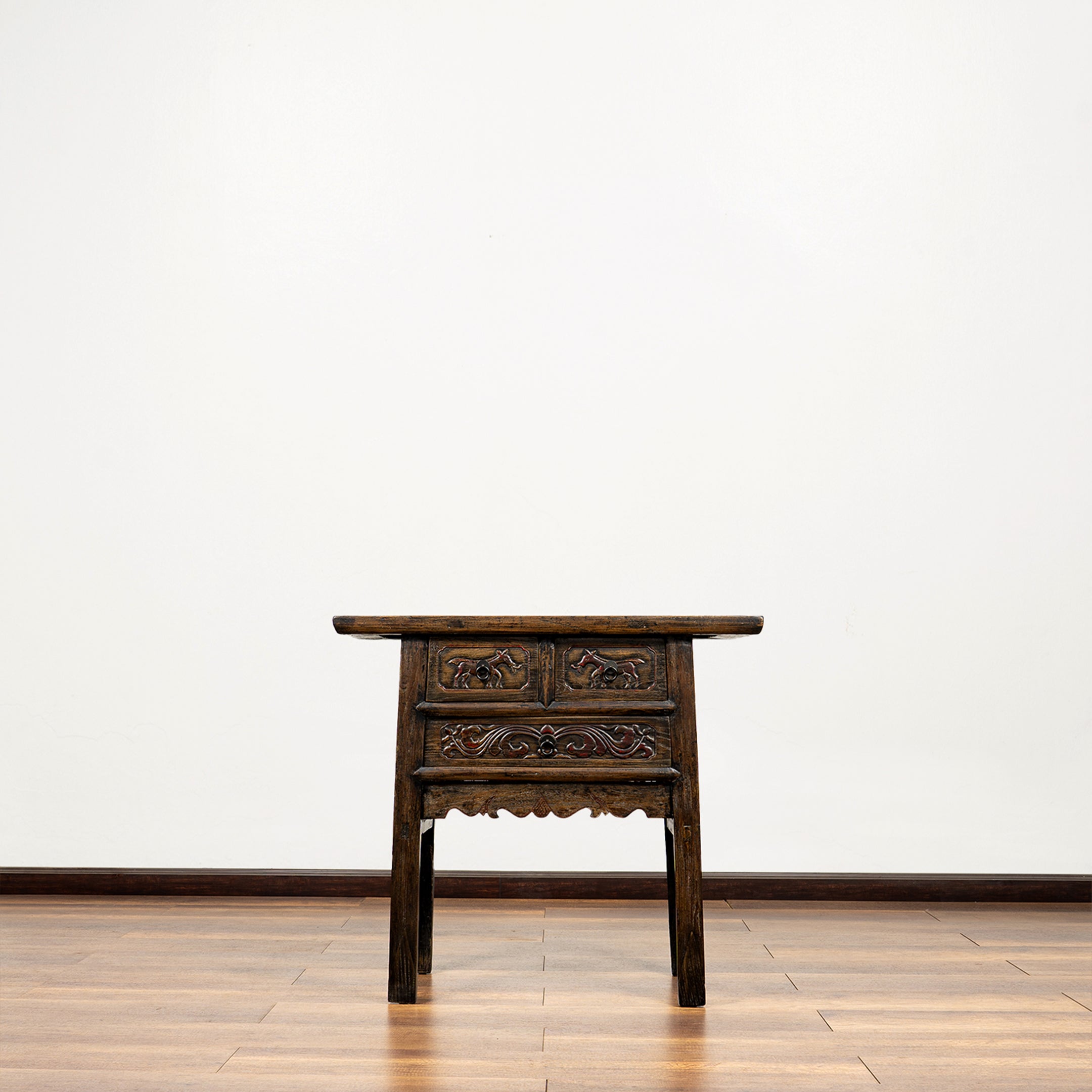 Chinese Antique Three Drawers Carved Console Table