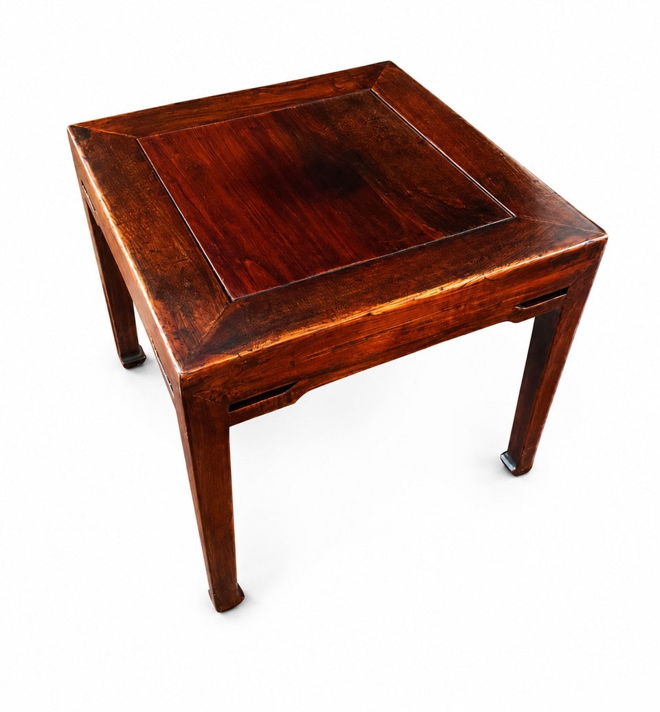 Pair of Qing Dynasty Low Elm Wood Side Tables / Stools