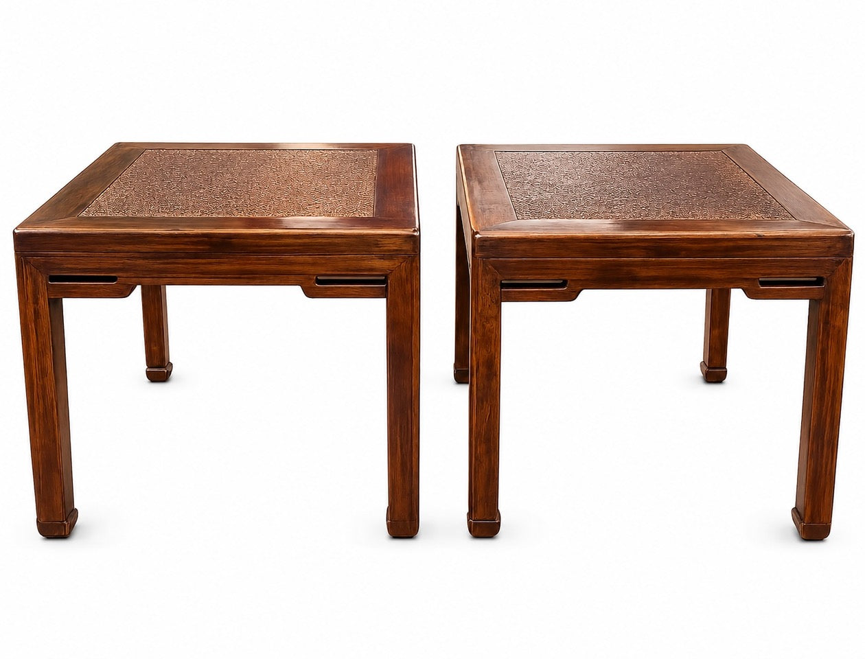 Pair of Qing Dynasty Lacquered Elm Wood Hocker Stools (Huixian Province)