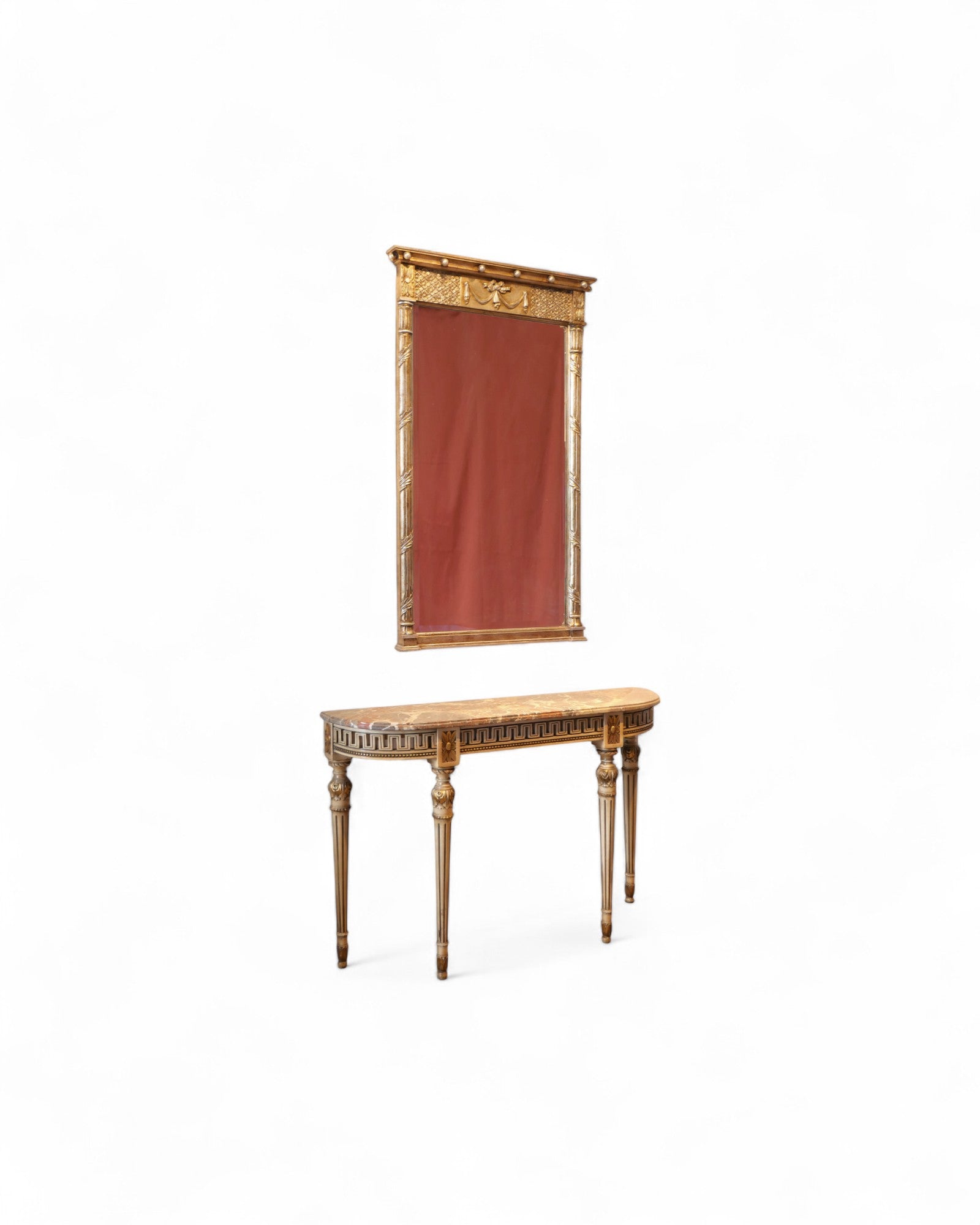 Louis XVI-Style Painted and Giltwood Console – Italian (Curved)
