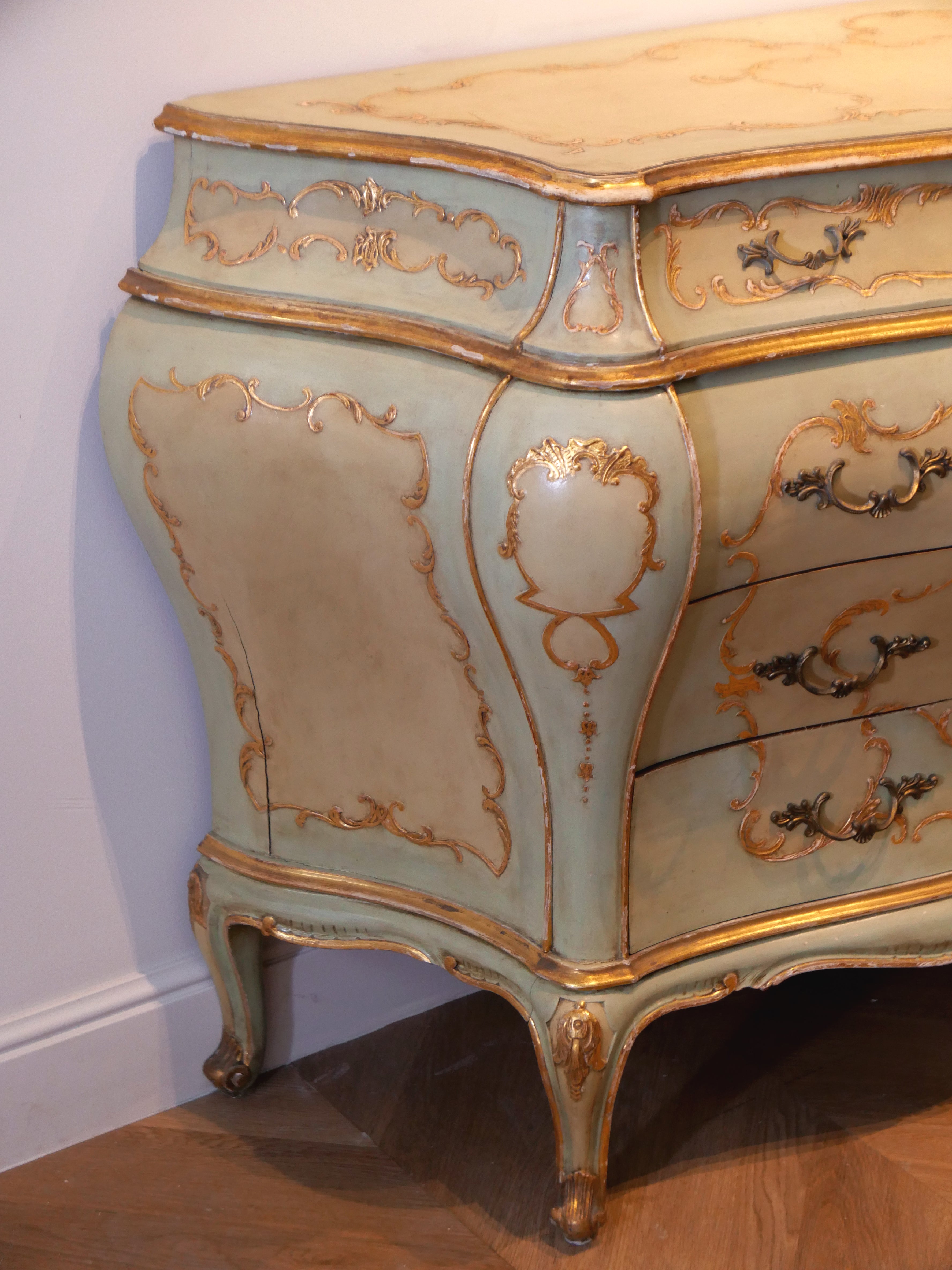 Rare Venetian Lacquered & Parcel-Gilt Commode