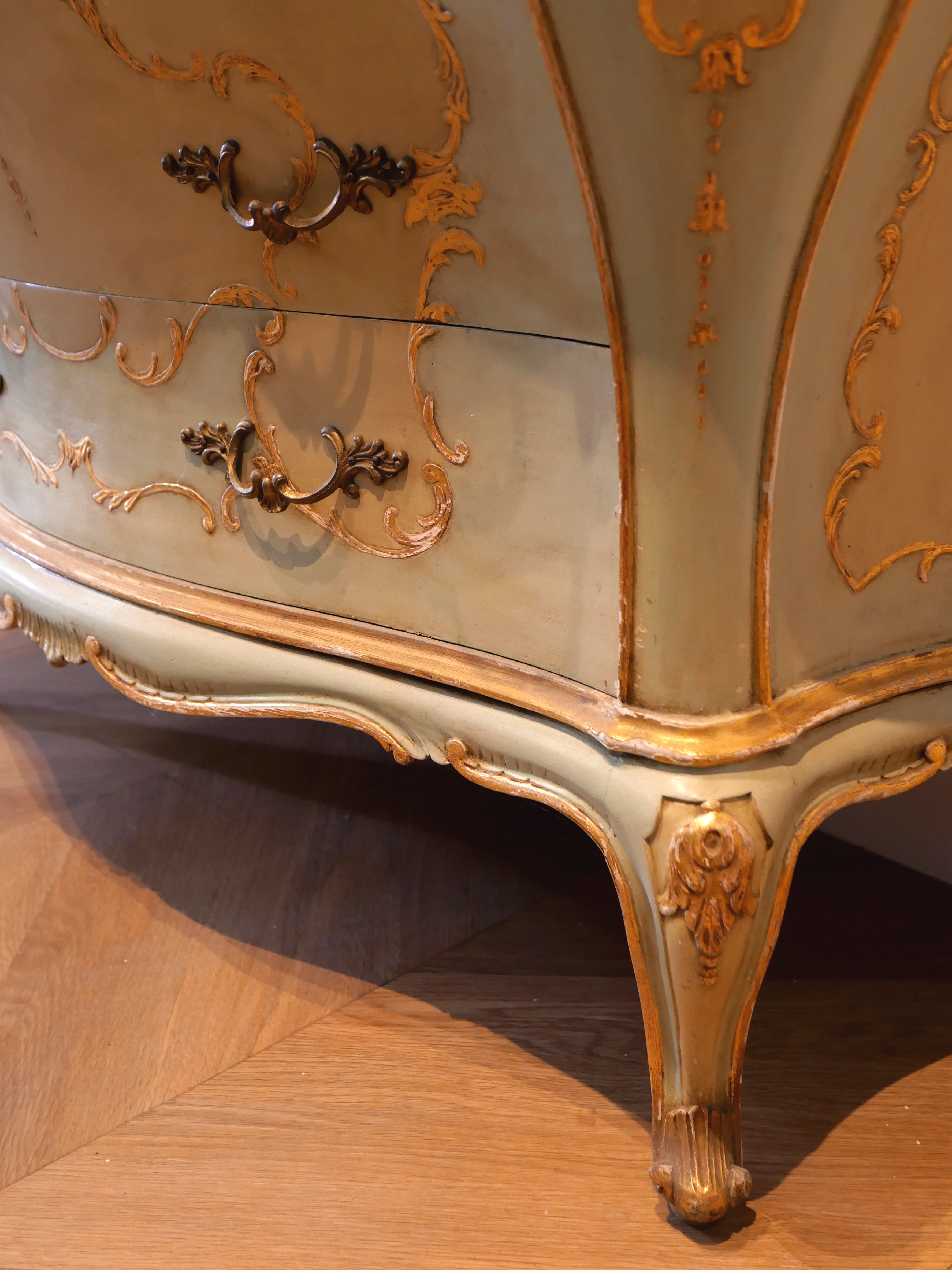 Rare Venetian Lacquered & Parcel-Gilt Commode