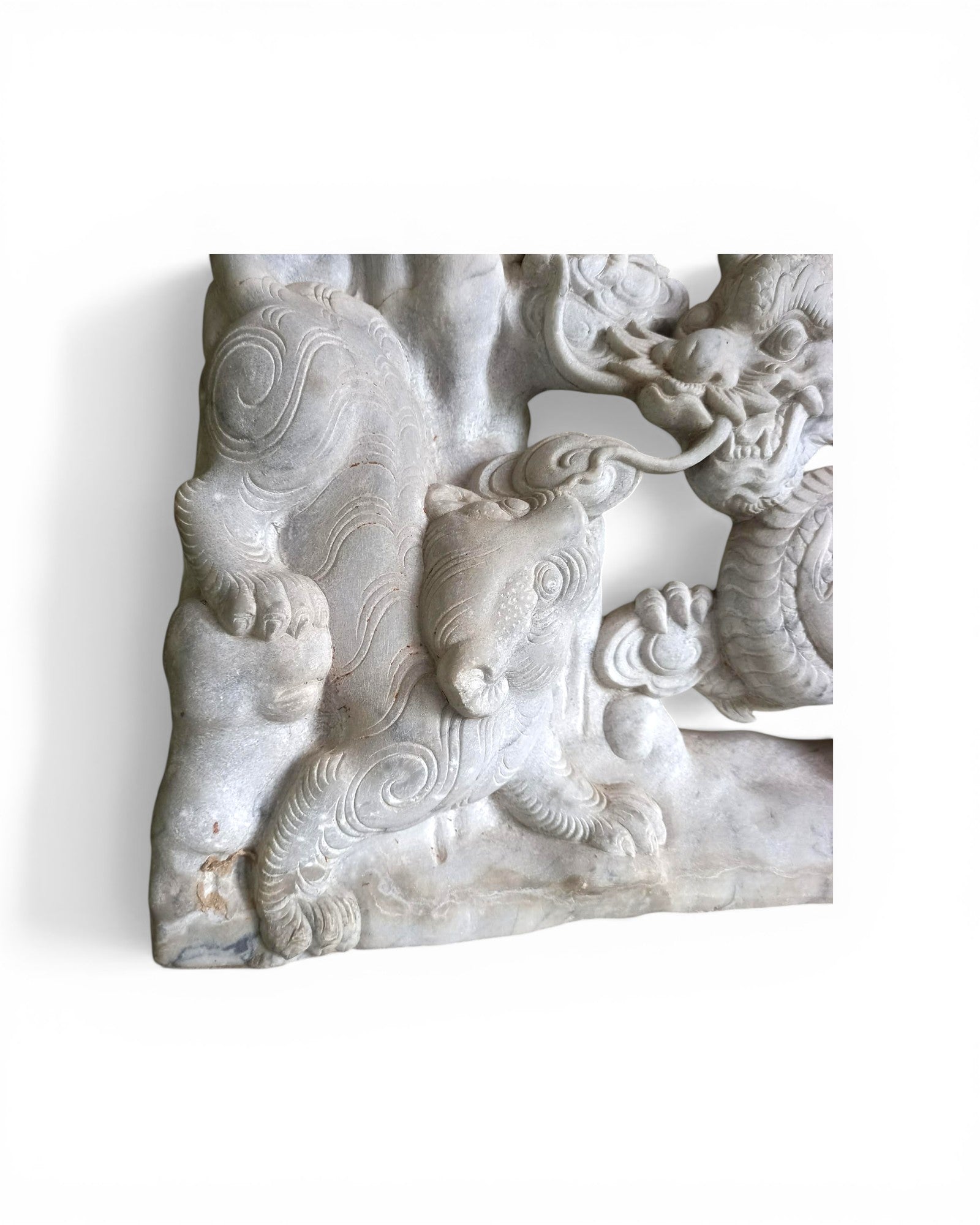 Carved Marble Dragon & Qilin Sculpture - Surround Living - 9