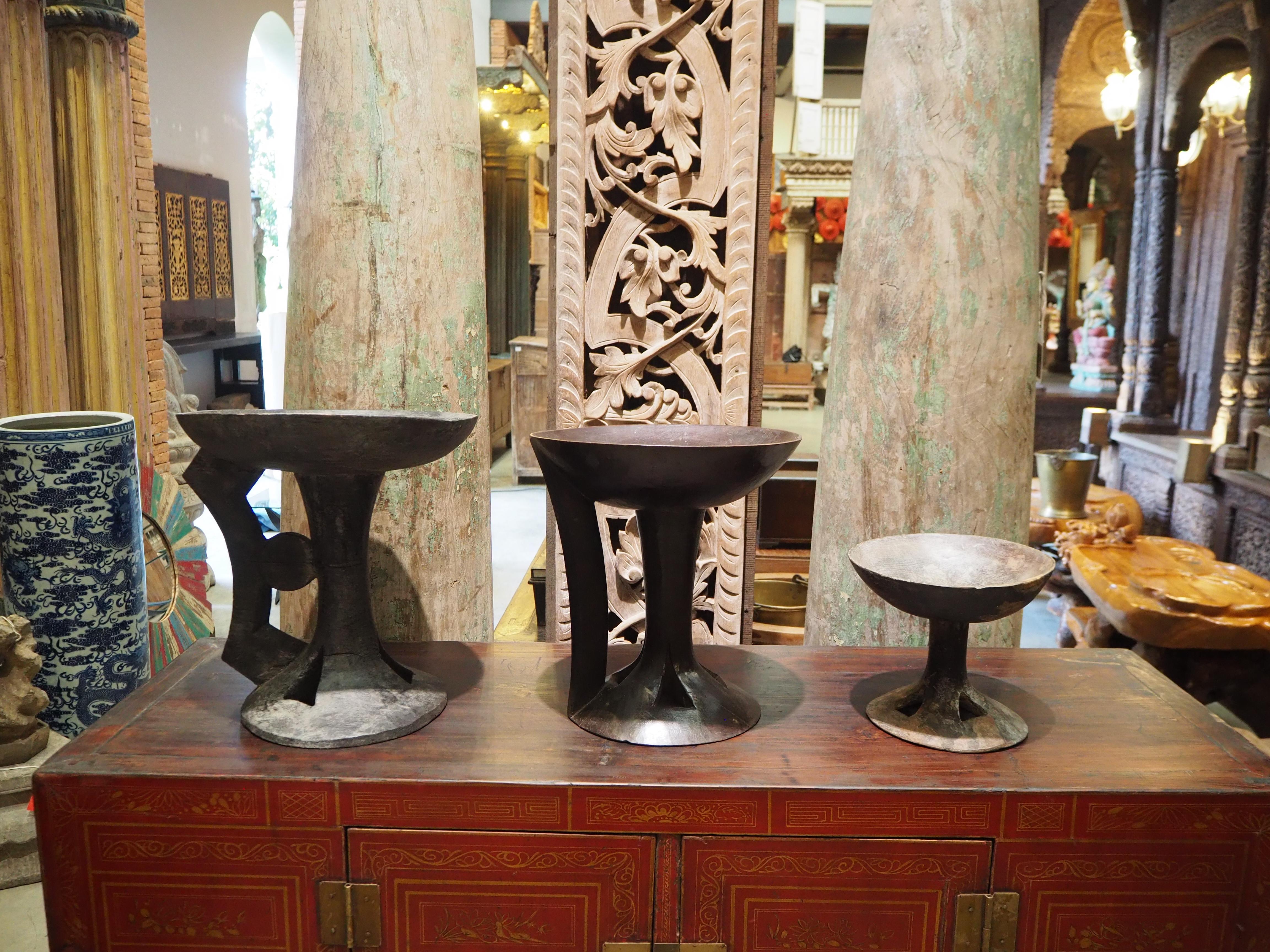 Nagaland Wooden L Pedestal Fruit Plate 1920s