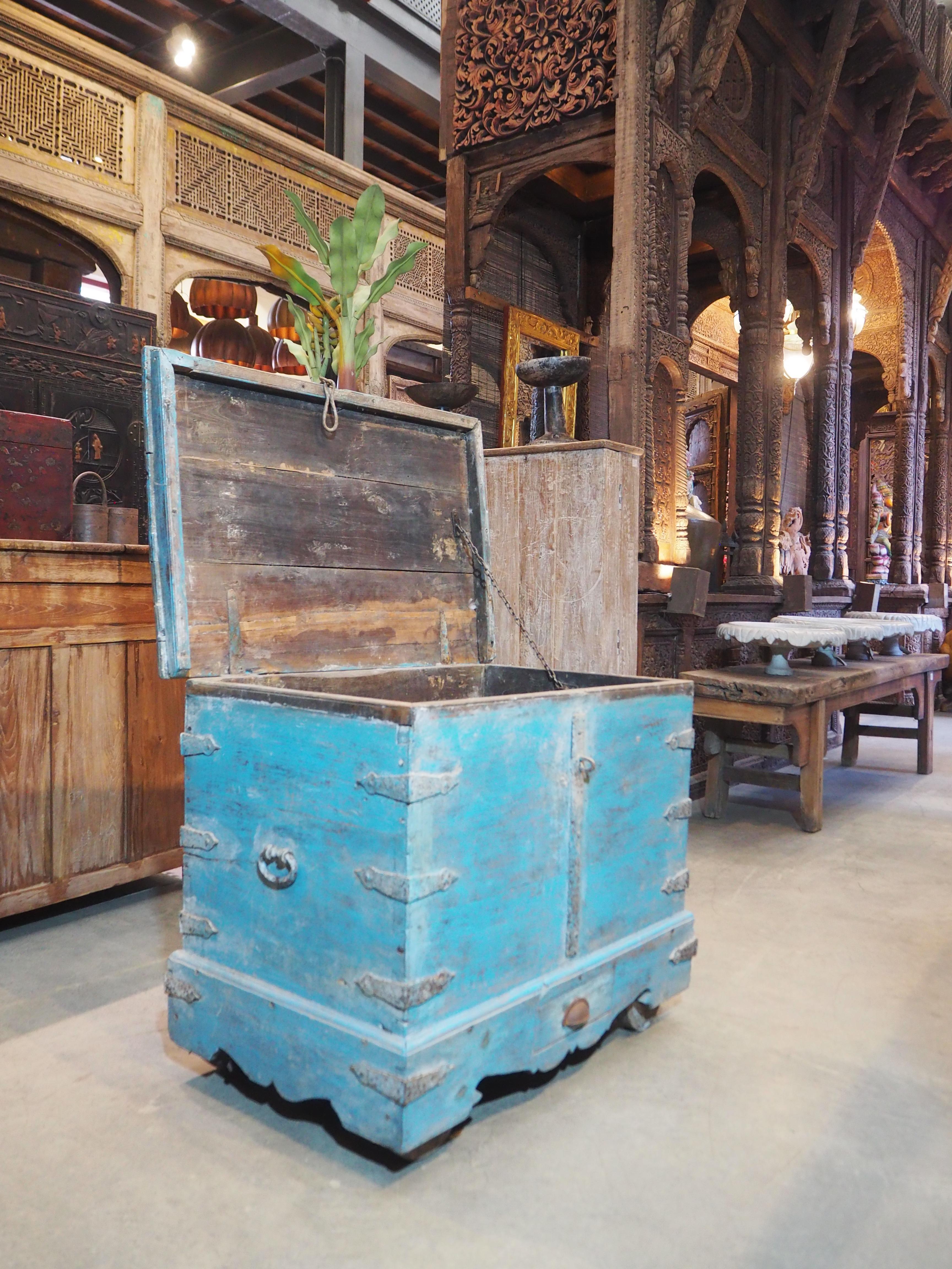 1940 Baby Blue Wooden Goa Storage Chest