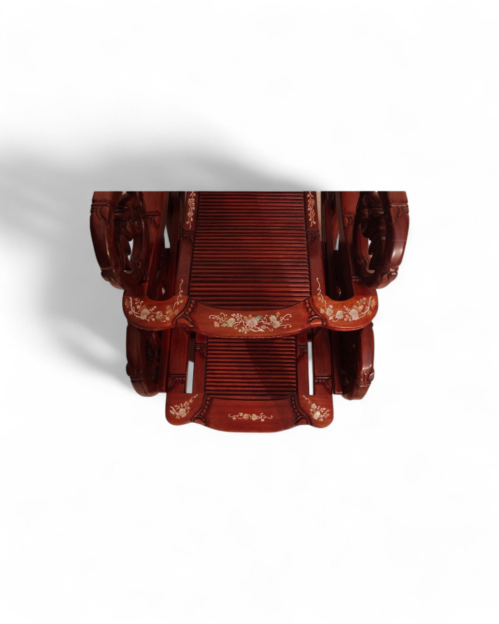 Chinese Mother-of-Pearl Inlaid Rosewood Rocking Recliner (Imperial-Style “Taishi” Chair)
