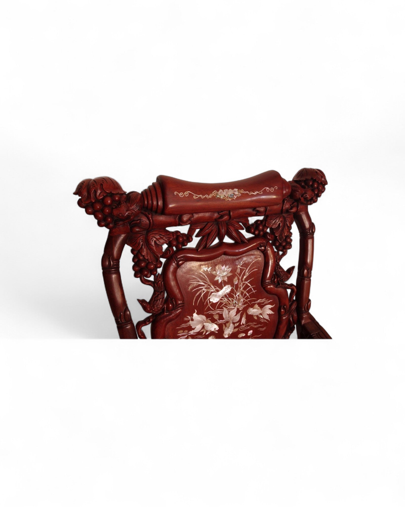 Chinese Mother-of-Pearl Inlaid Rosewood Rocking Recliner (Imperial-Style “Taishi” Chair)