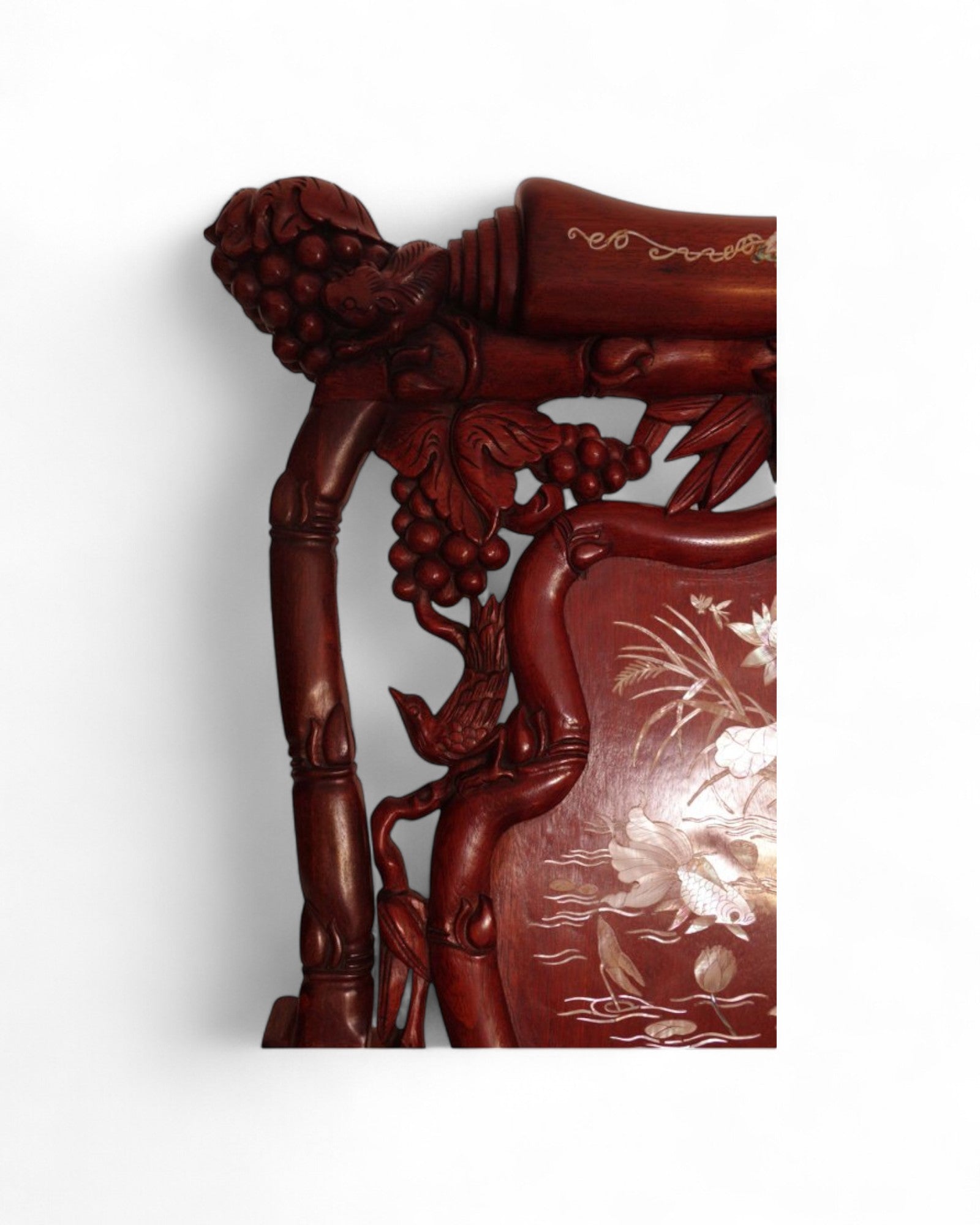 Chinese Mother-of-Pearl Inlaid Rosewood Rocking Recliner (Imperial-Style “Taishi” Chair)