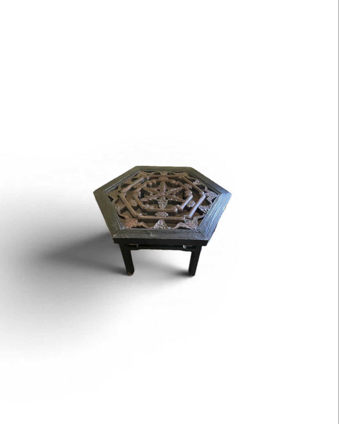 Antique Chinese Northern Elm (Yumu) Octagonal Architectural Low Table