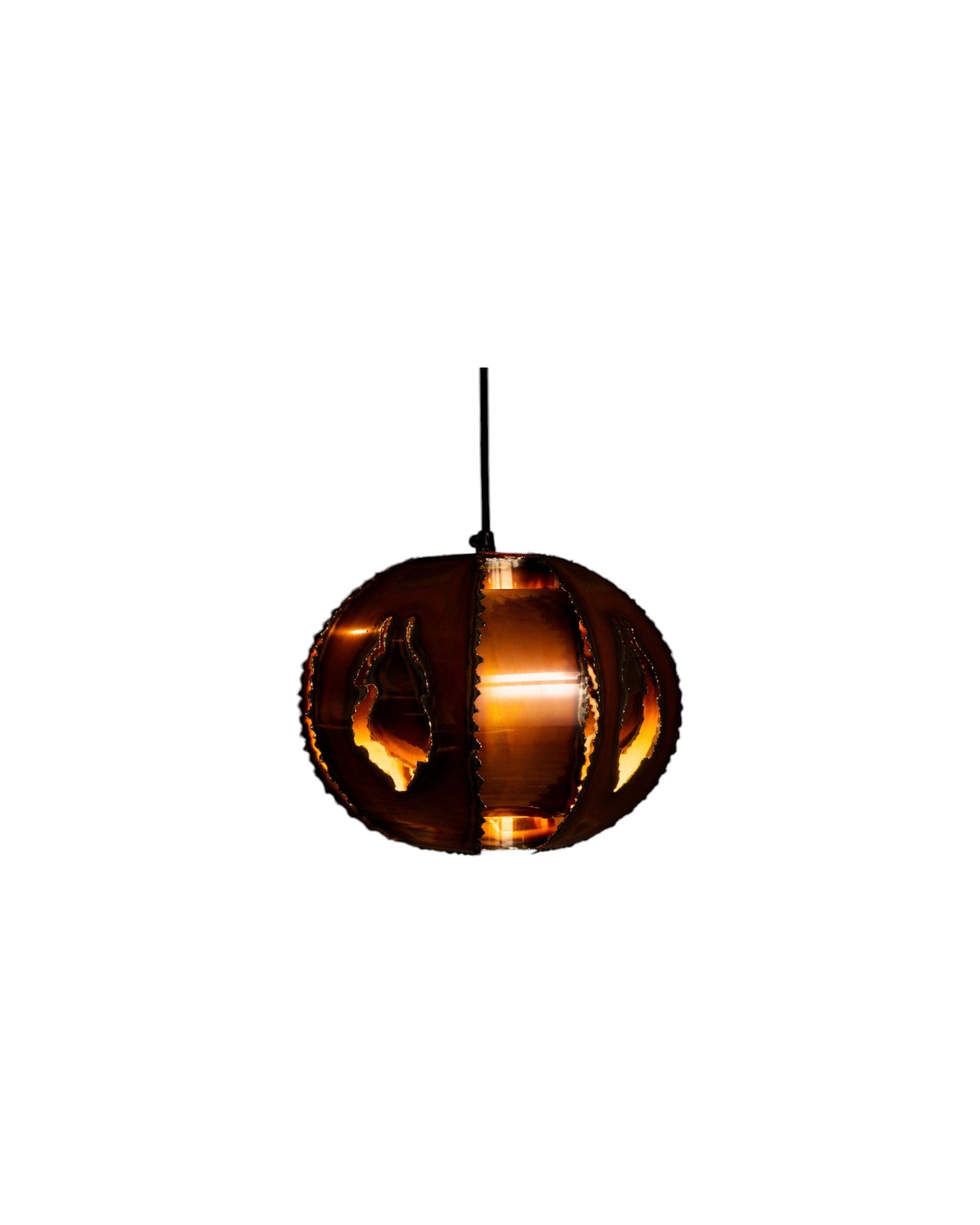 Brutalist copper lamp by Sven Aage Holm Sørensen