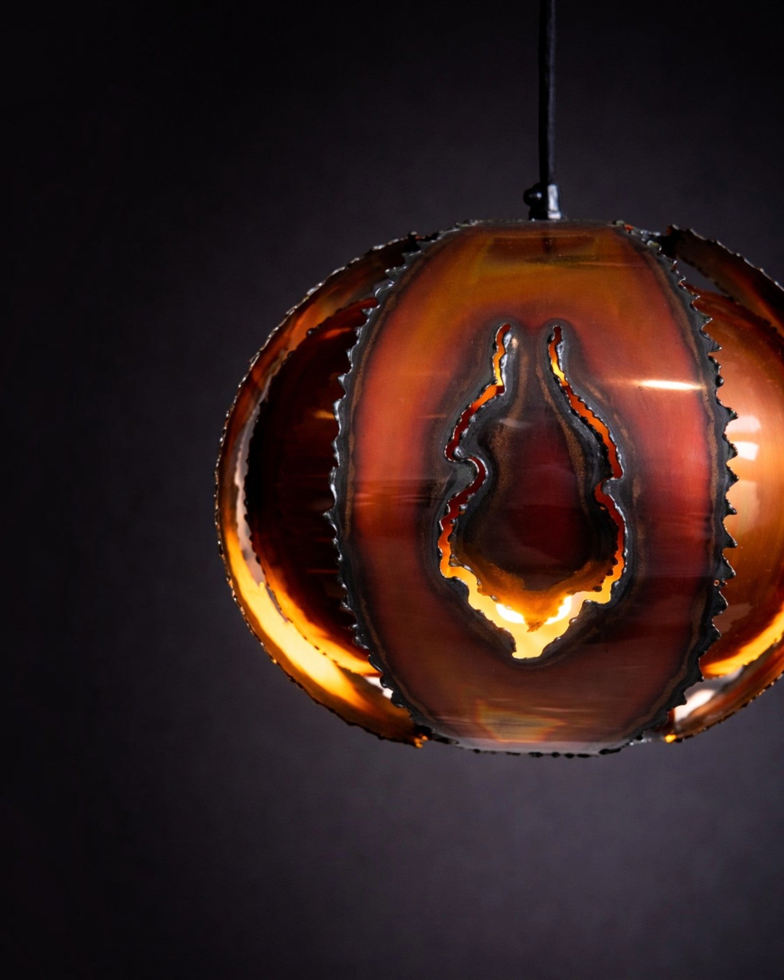 Brutalist copper lamp by Sven Aage Holm Sørensen