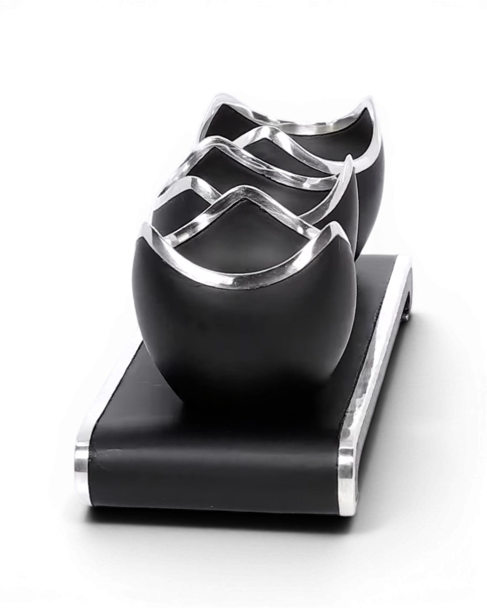 Black Ebony & Silver Tulips Candle Holder - Set of 3 - Surround Living - 5