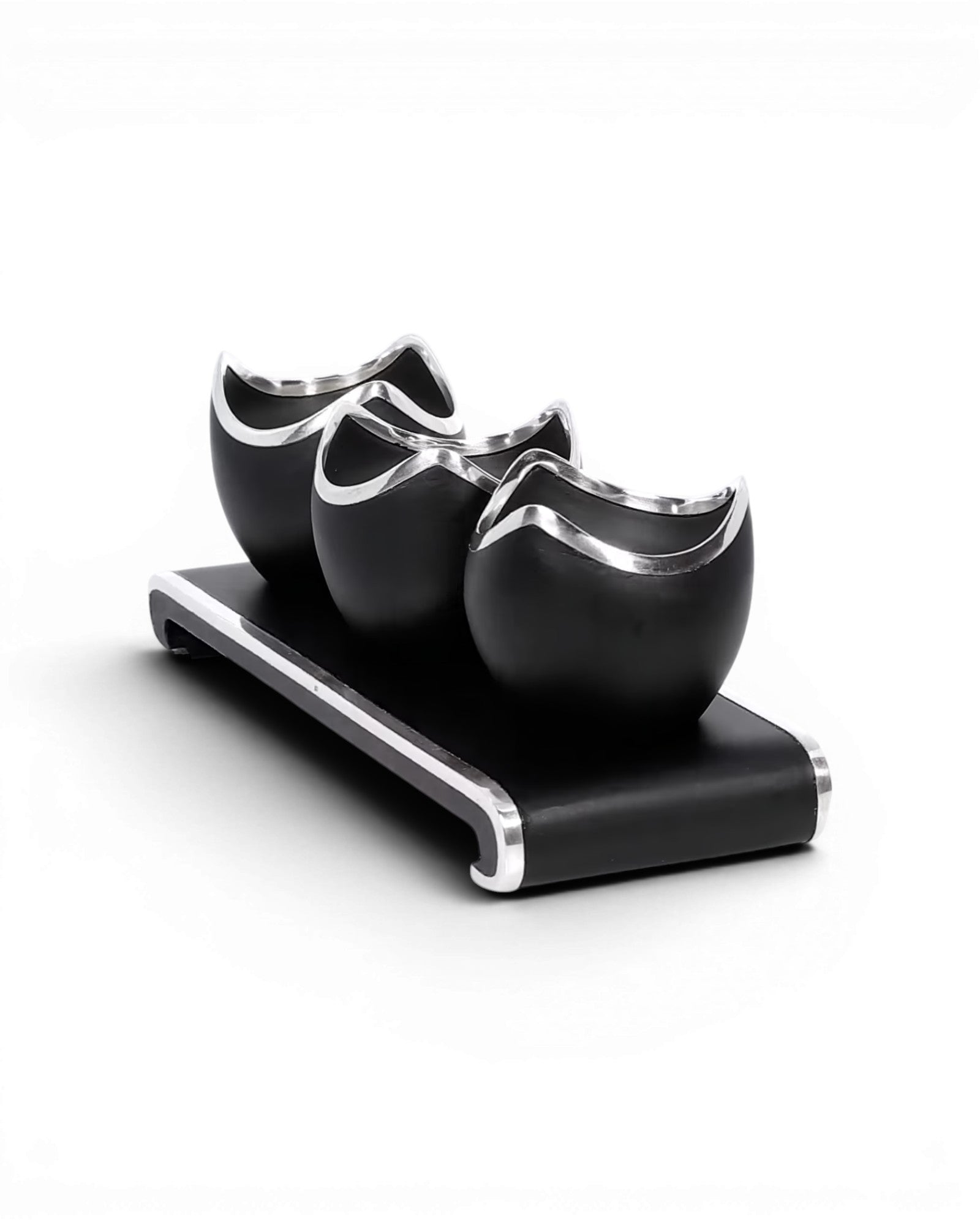 Black Ebony & Silver Tulips Candle Holder - Set of 3 - Surround Living - 6