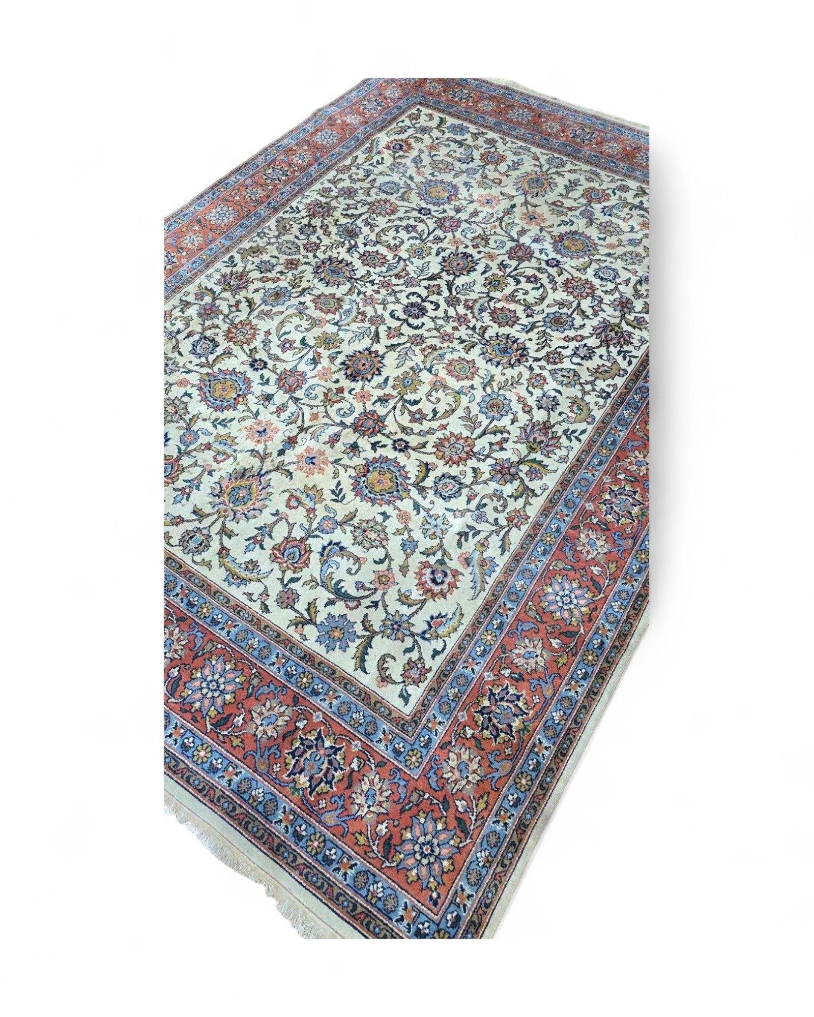 Belgian Ivory Floral Field Rug | 218 x 300 cm