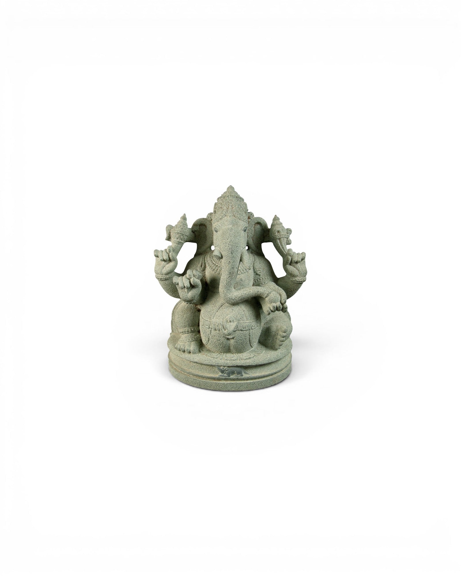 Green Granite Ganesh Sculpture in Chola Style - Surround Living - 1