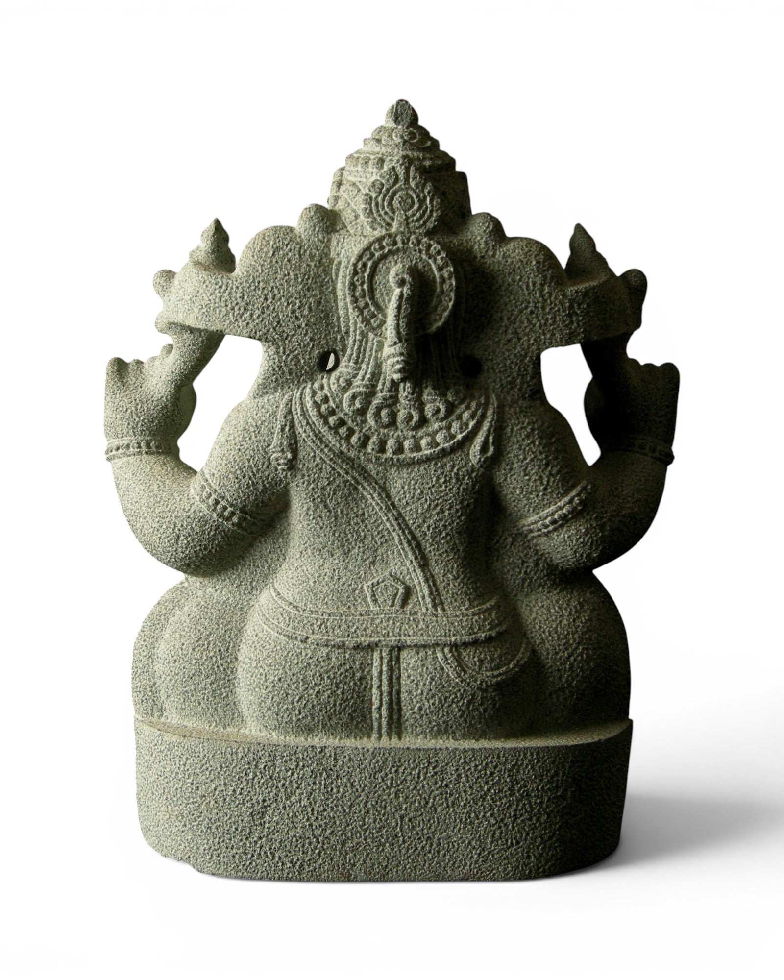 Green Granite Ganesh Sculpture in Chola Style - Surround Living - 3