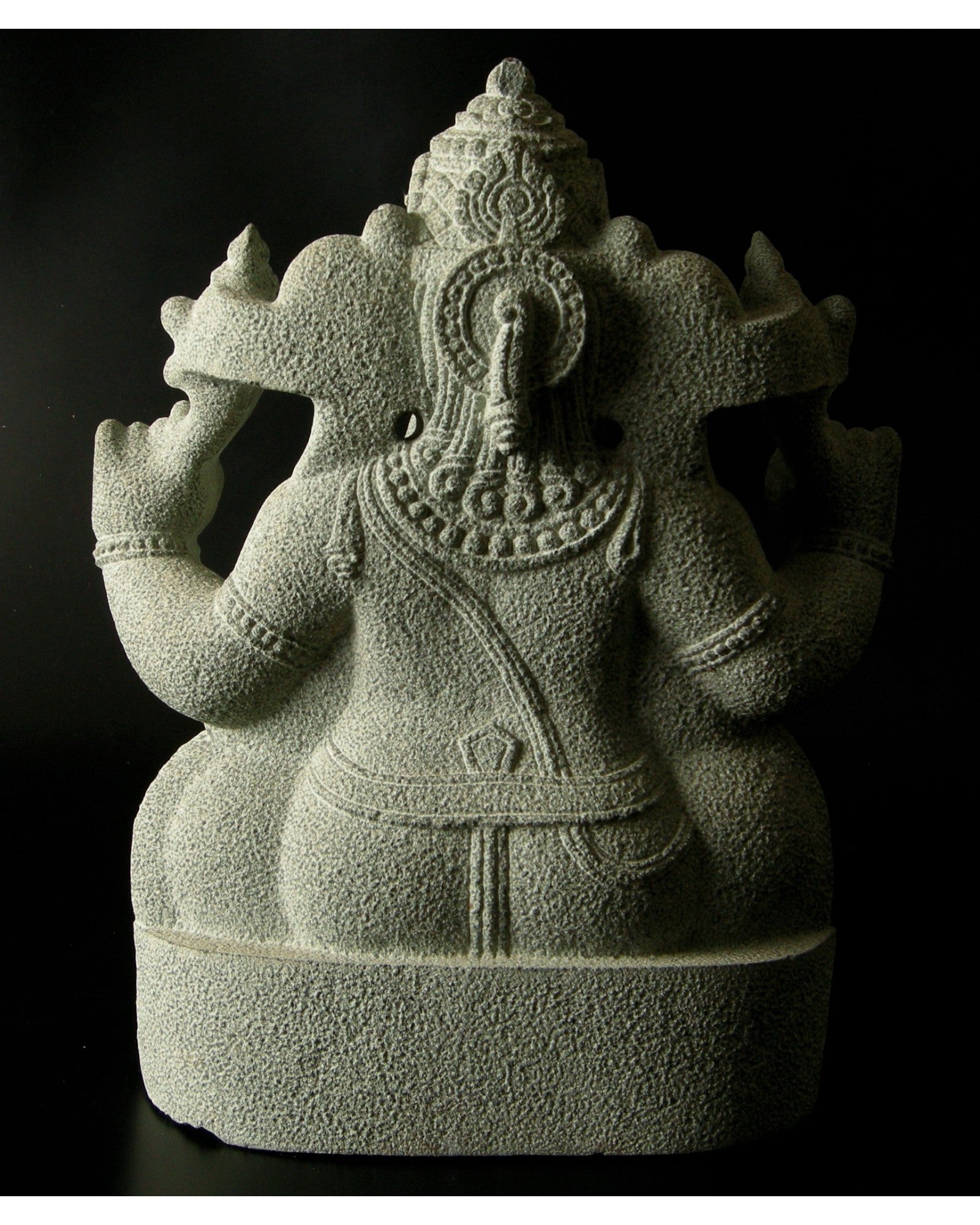 Green Granite Ganesh Sculpture in Chola Style - Surround Living - 5