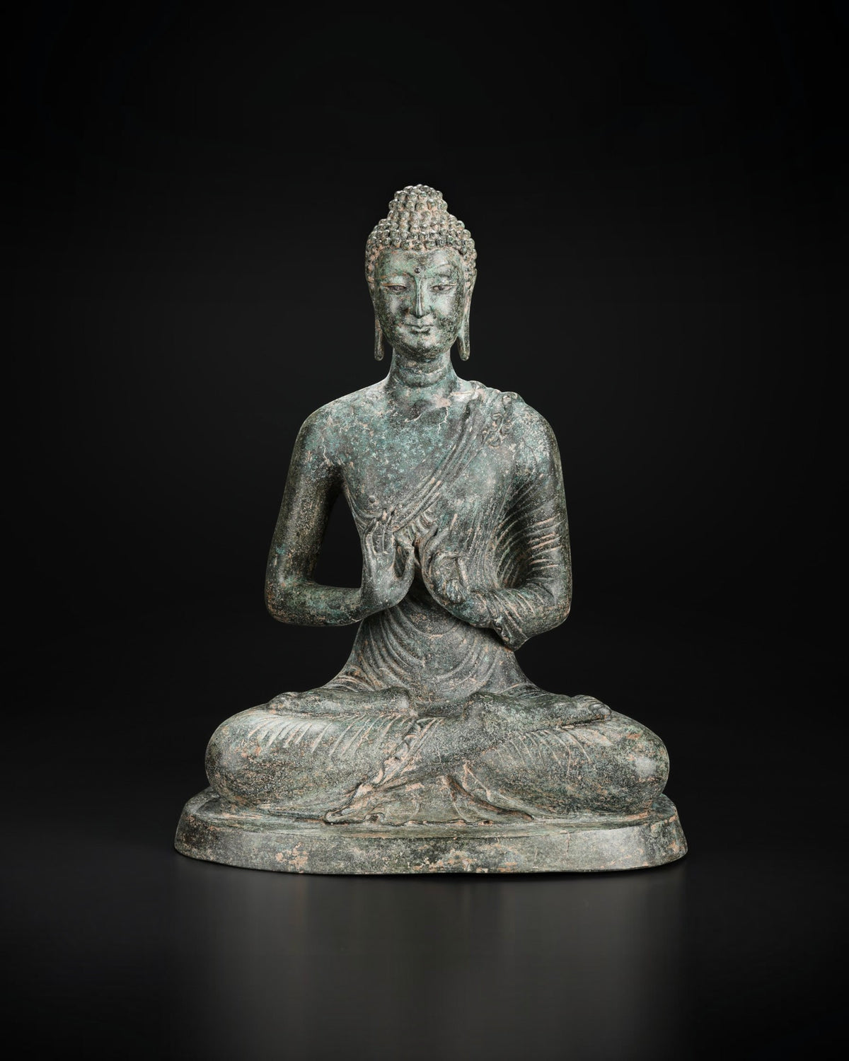 Southeast Asian Antique Meditating Buddha Bronze Sculpture