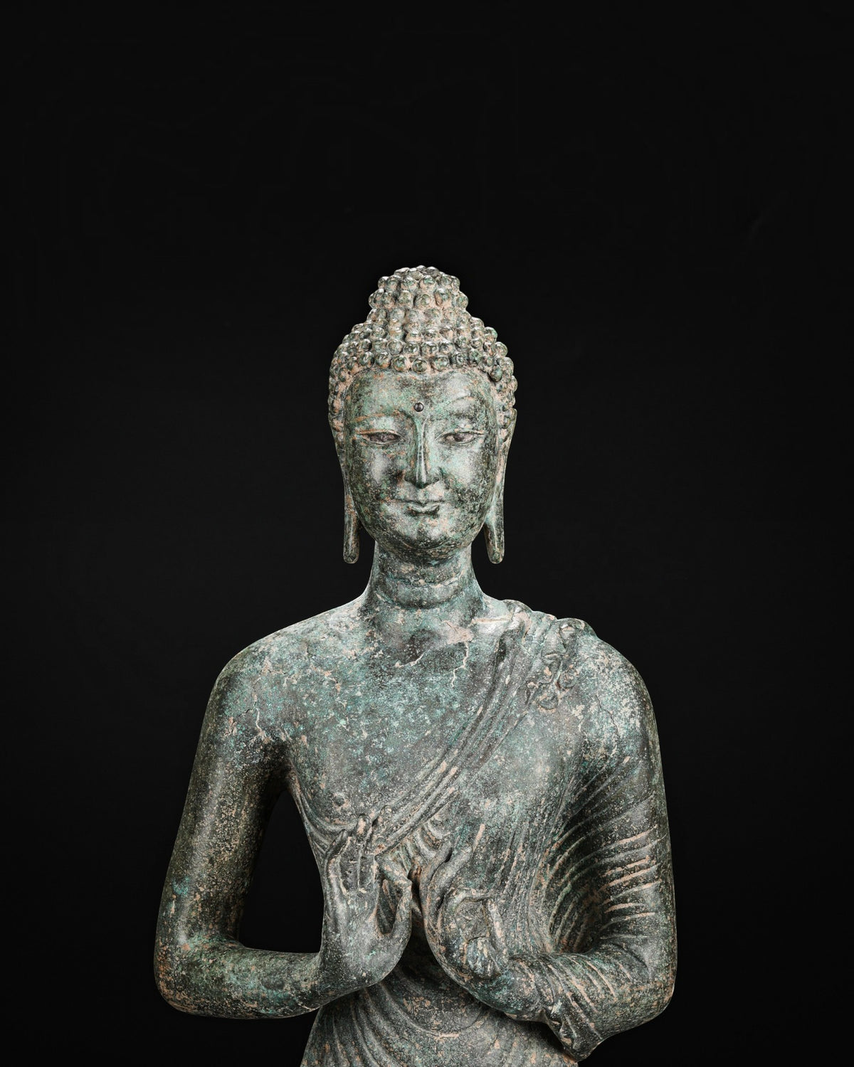 Southeast Asian Antique Meditating Buddha Bronze Sculpture