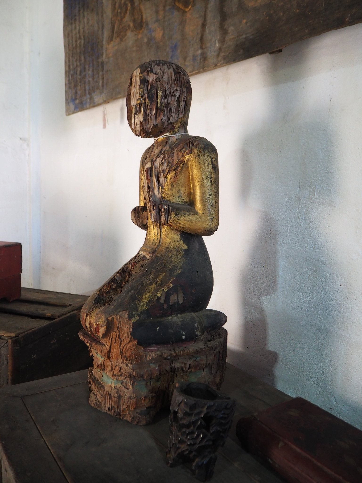 Antique Burmese Seated Buddha Figure - Surround Living - 6
