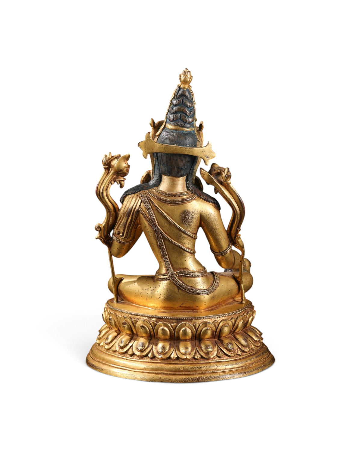 Old Chinese Gild Buddhism Sit Green Tara Mahayana Buddhism Statue