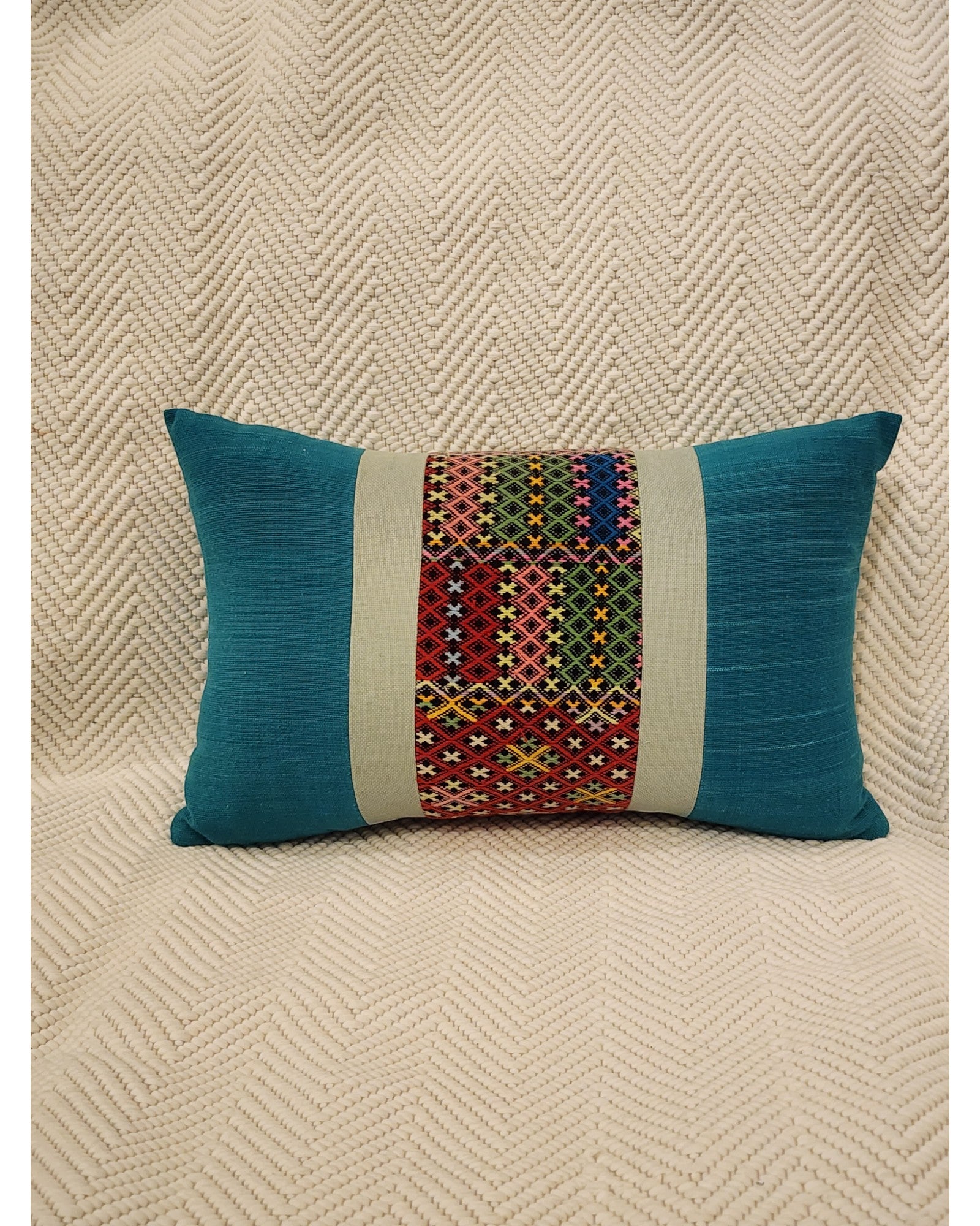 Chiang Mai Threads Lumbar Cushion - Ocean Blue
