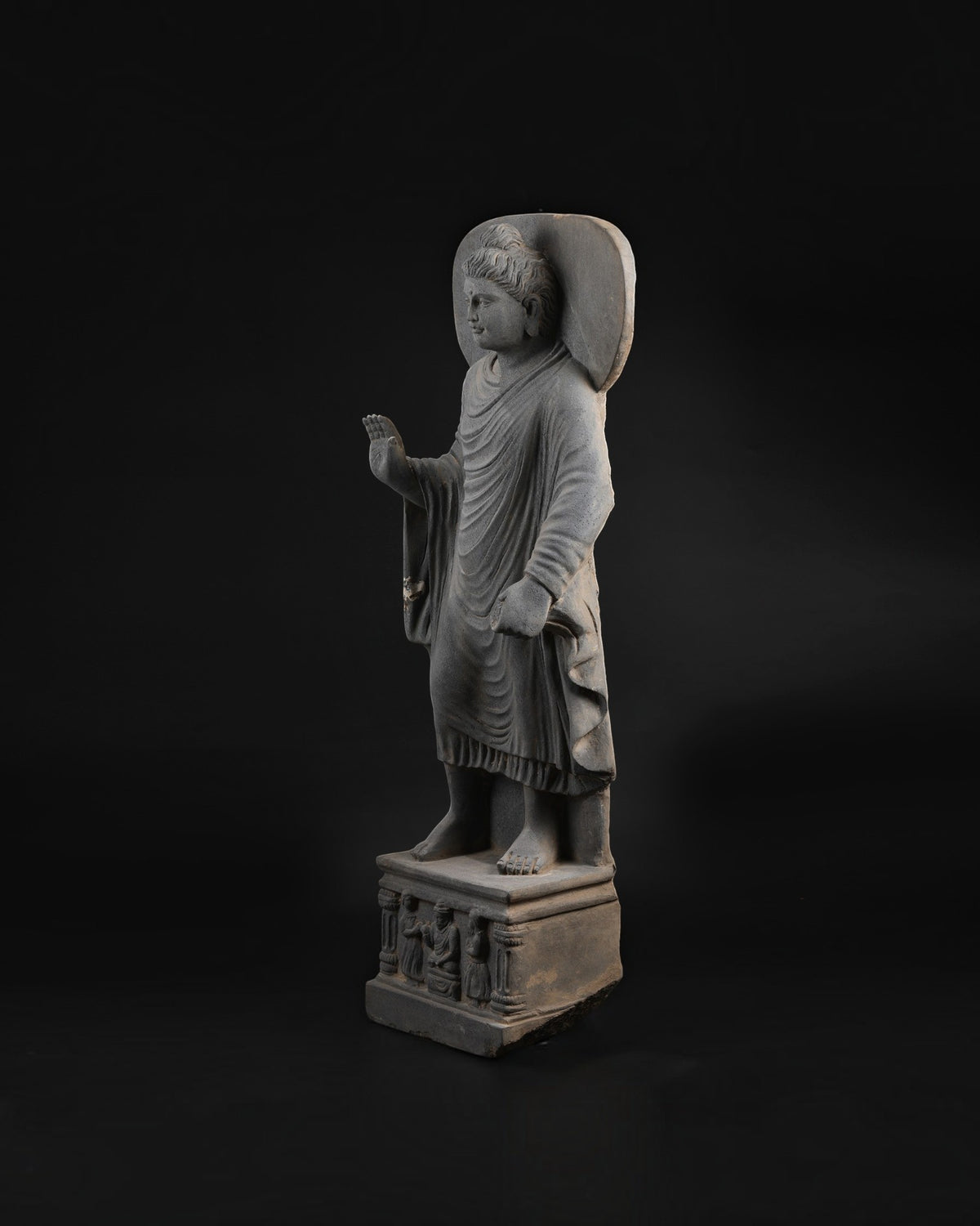 Ancient Gandhara Schist Figure of Standing Buddha