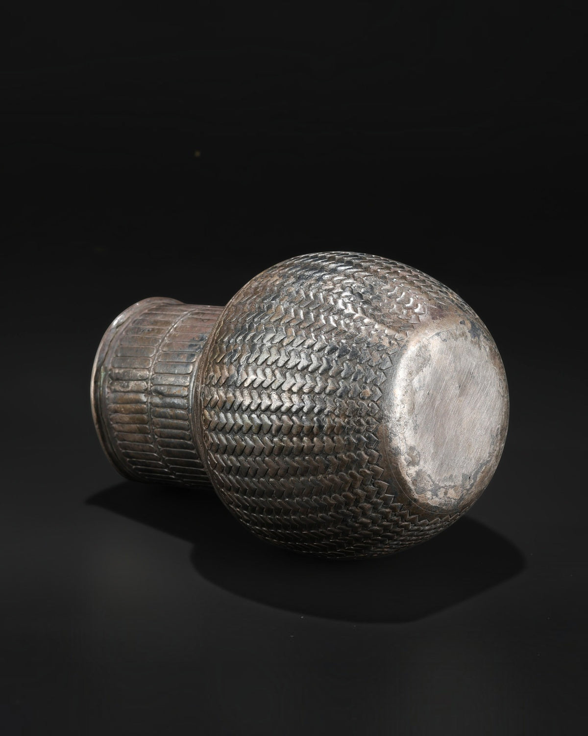 Antique Silver Jug Featuring Intricate Repoussé Decoration and a Heart Patterned Design